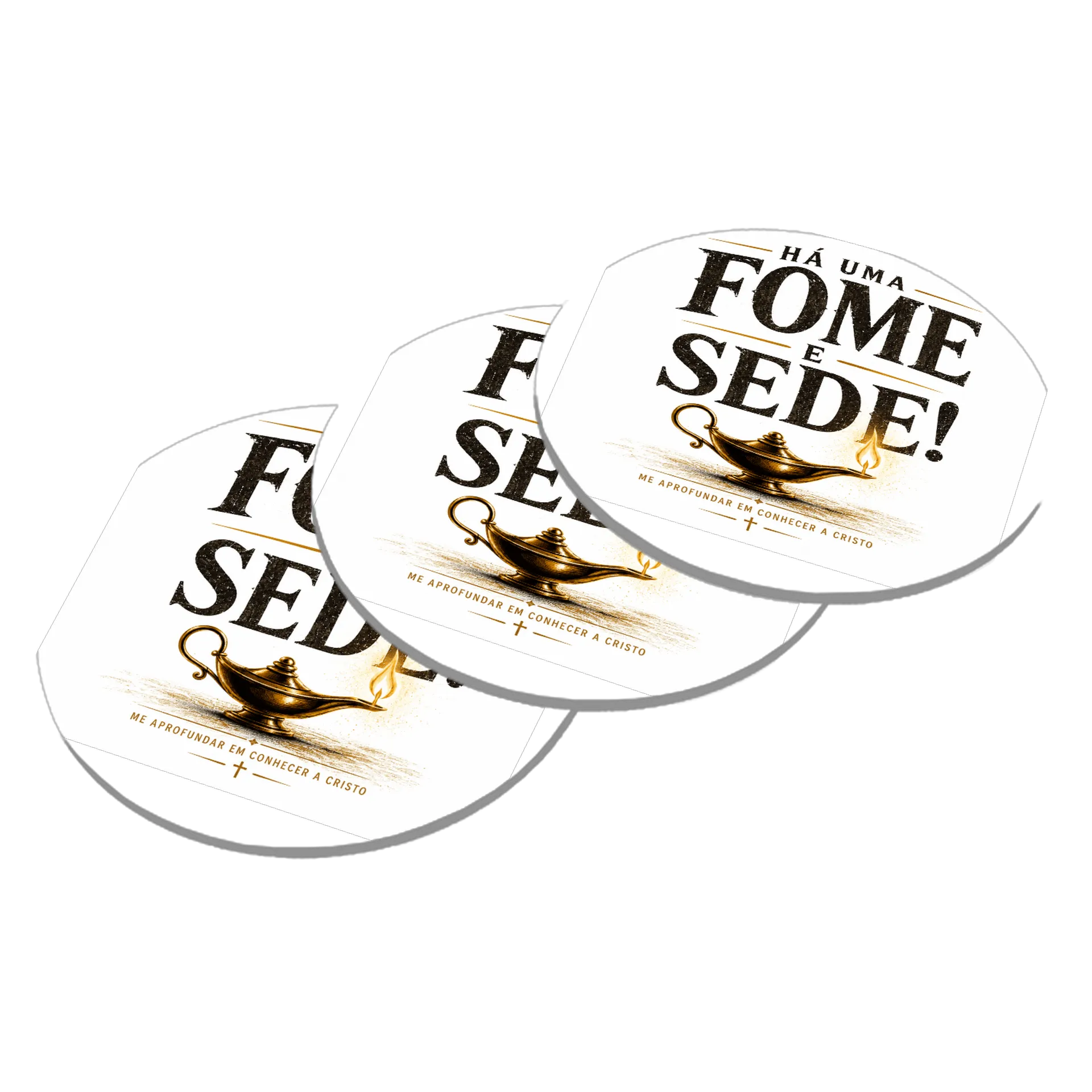 Porta-copo MDF Frase Fome e Sede 10x10cm de TIAGO SANTOS
