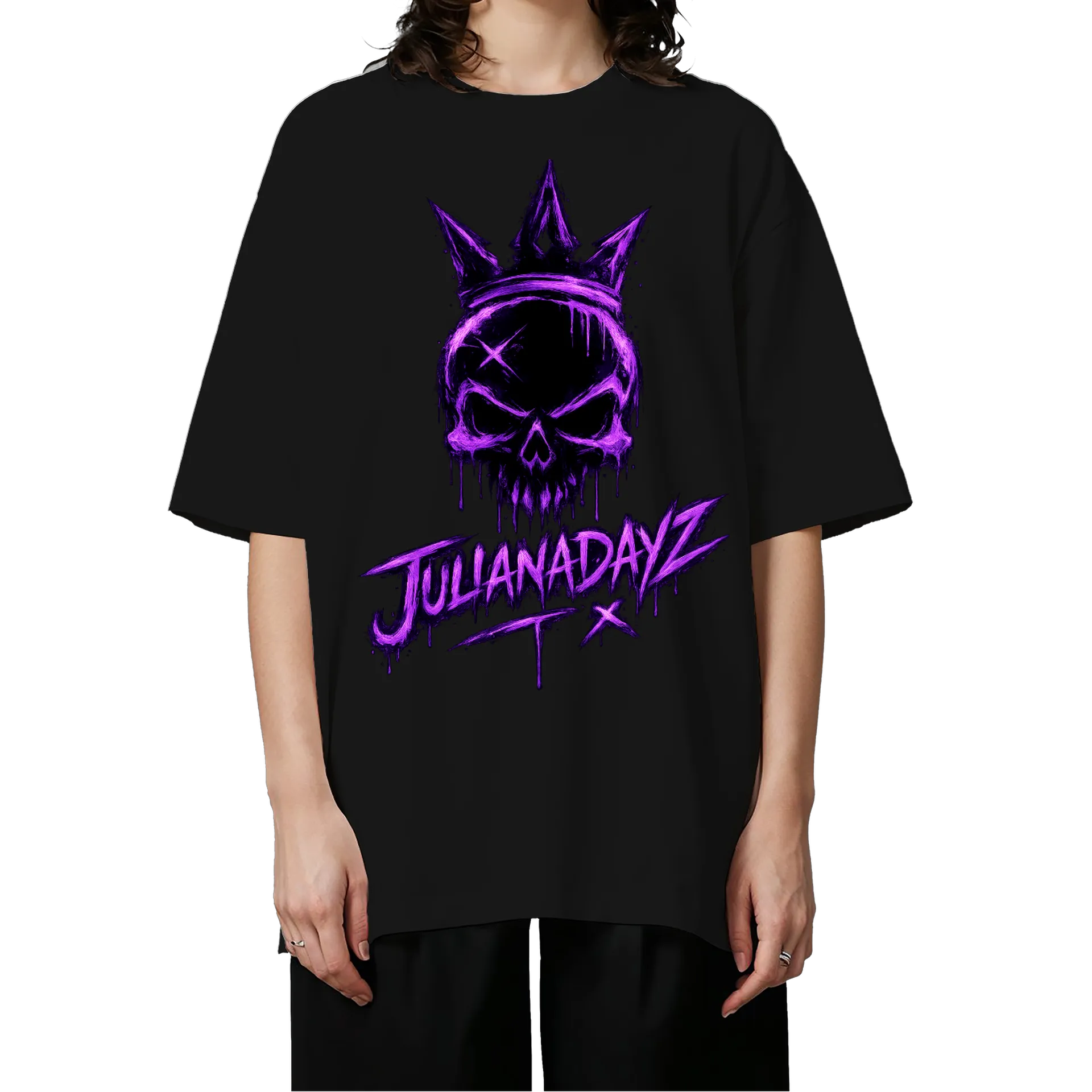 Camiseta Oversized Caveira Coroado Roxo - Imagem 3