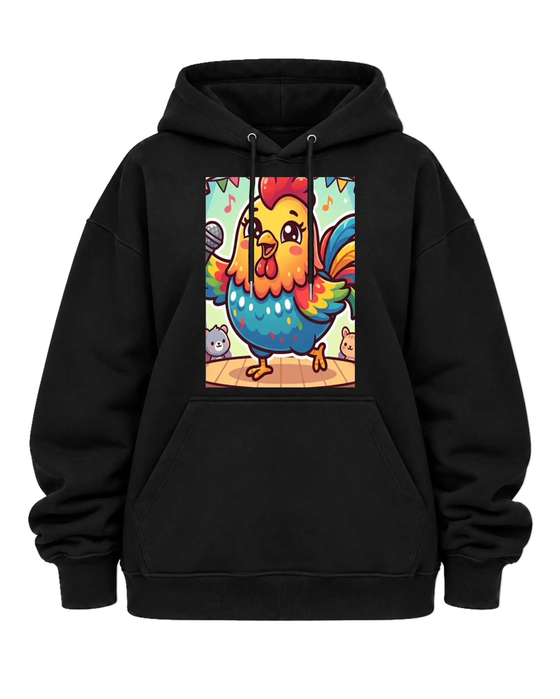 Blusa Moletom Canguru Galo Cantor Estilo Cartoon Colorido - Imagem 5