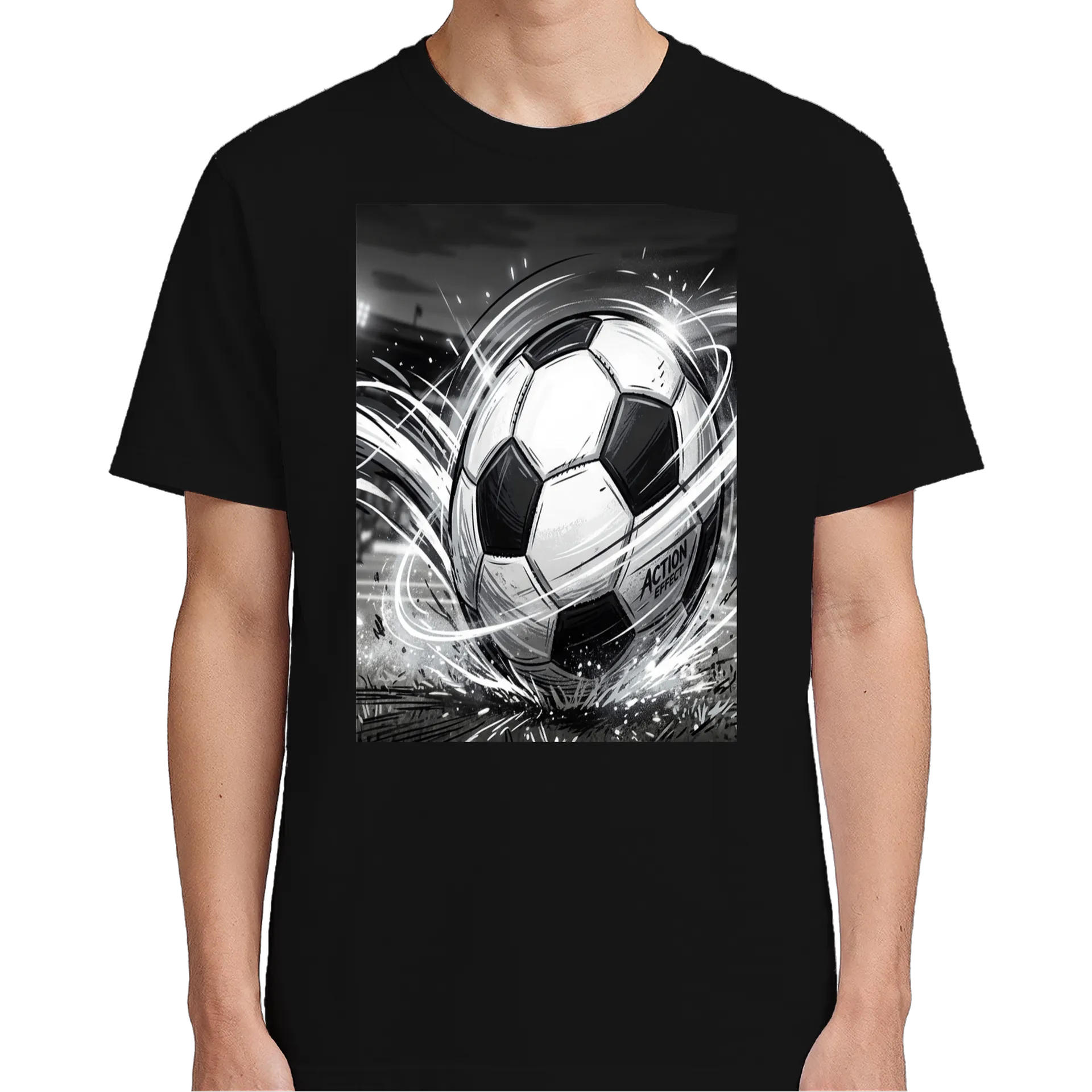 Camiseta Bola de Futebol em Arte Monocromática 100% Algodão - Imagem 4