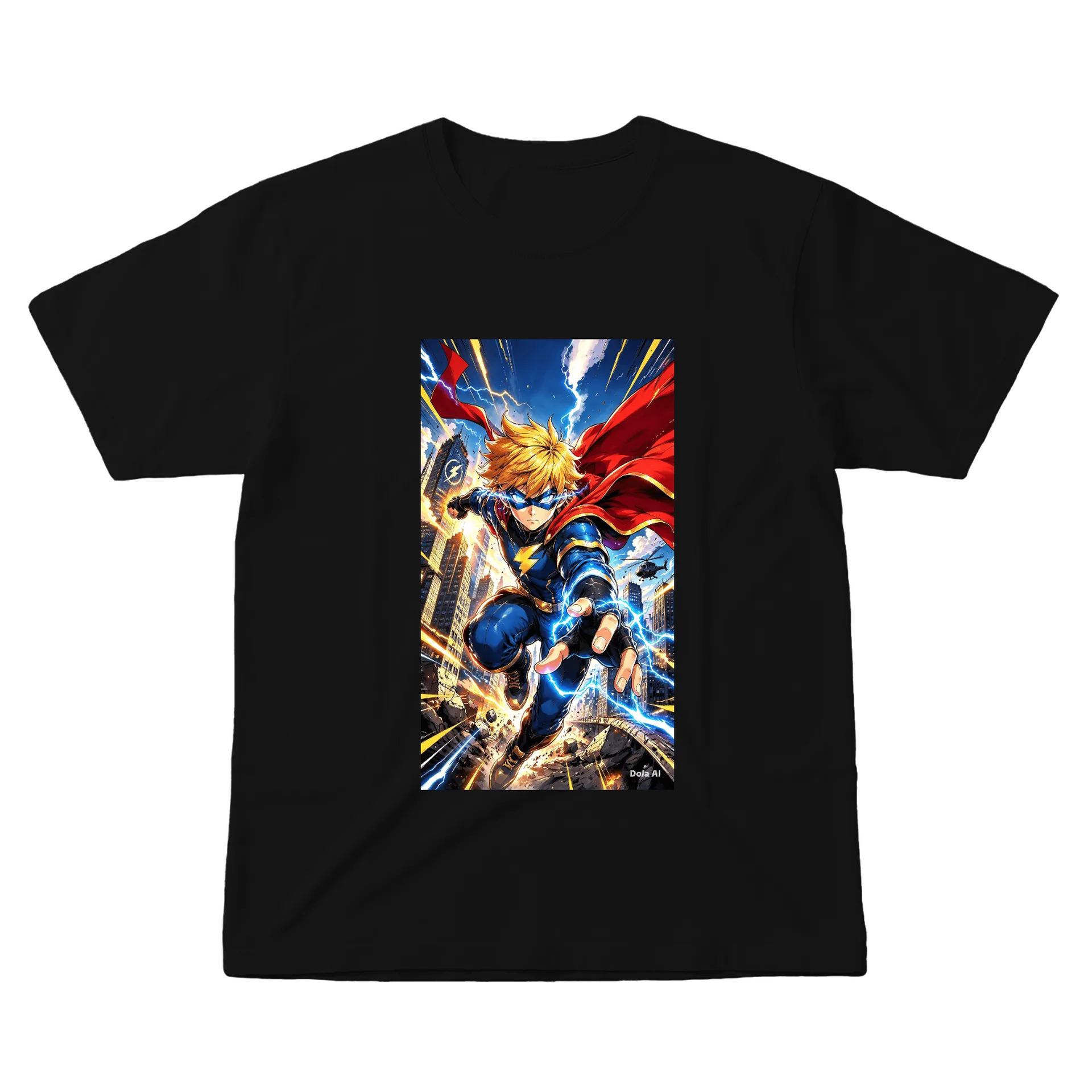 Camiseta Herói de Capa em Estilo Anime 100% Algodão - Imagem 1
