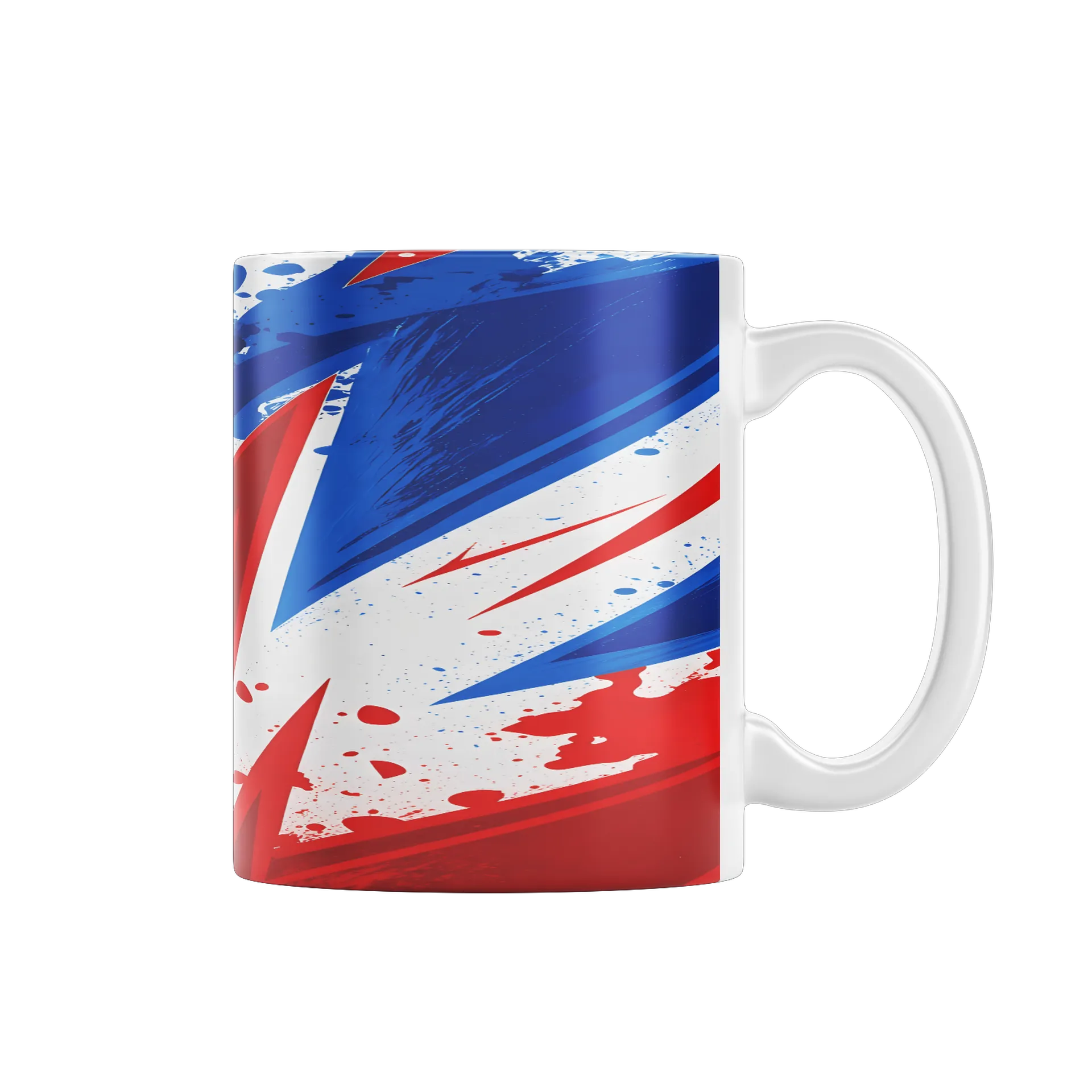 Caneca Porcelana Abstrata Vermelho Azul Branco 325ml - Imagem 1