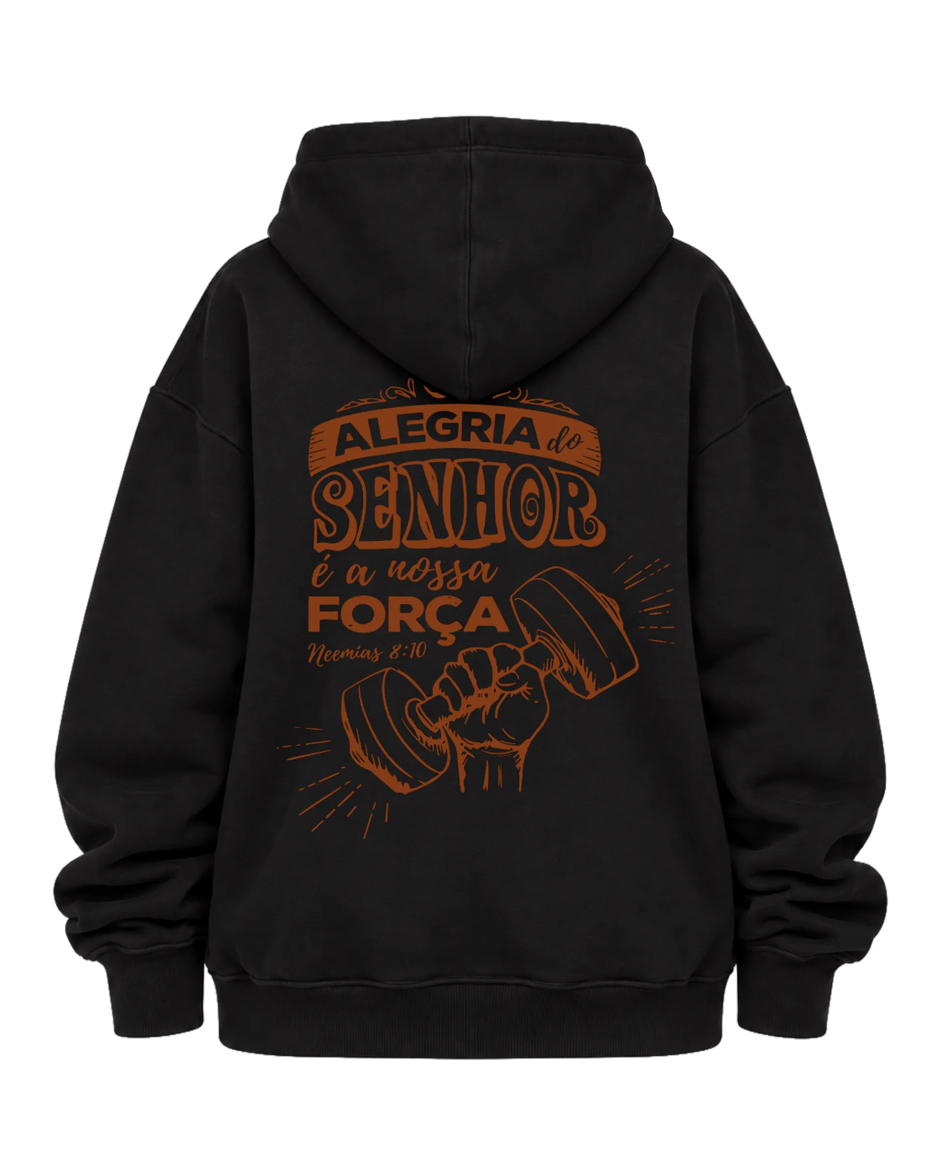 Blusa Moletom Tipográfica Alegria Senhor Força Marrom de PUBLI UP  — imagem 6 de 6