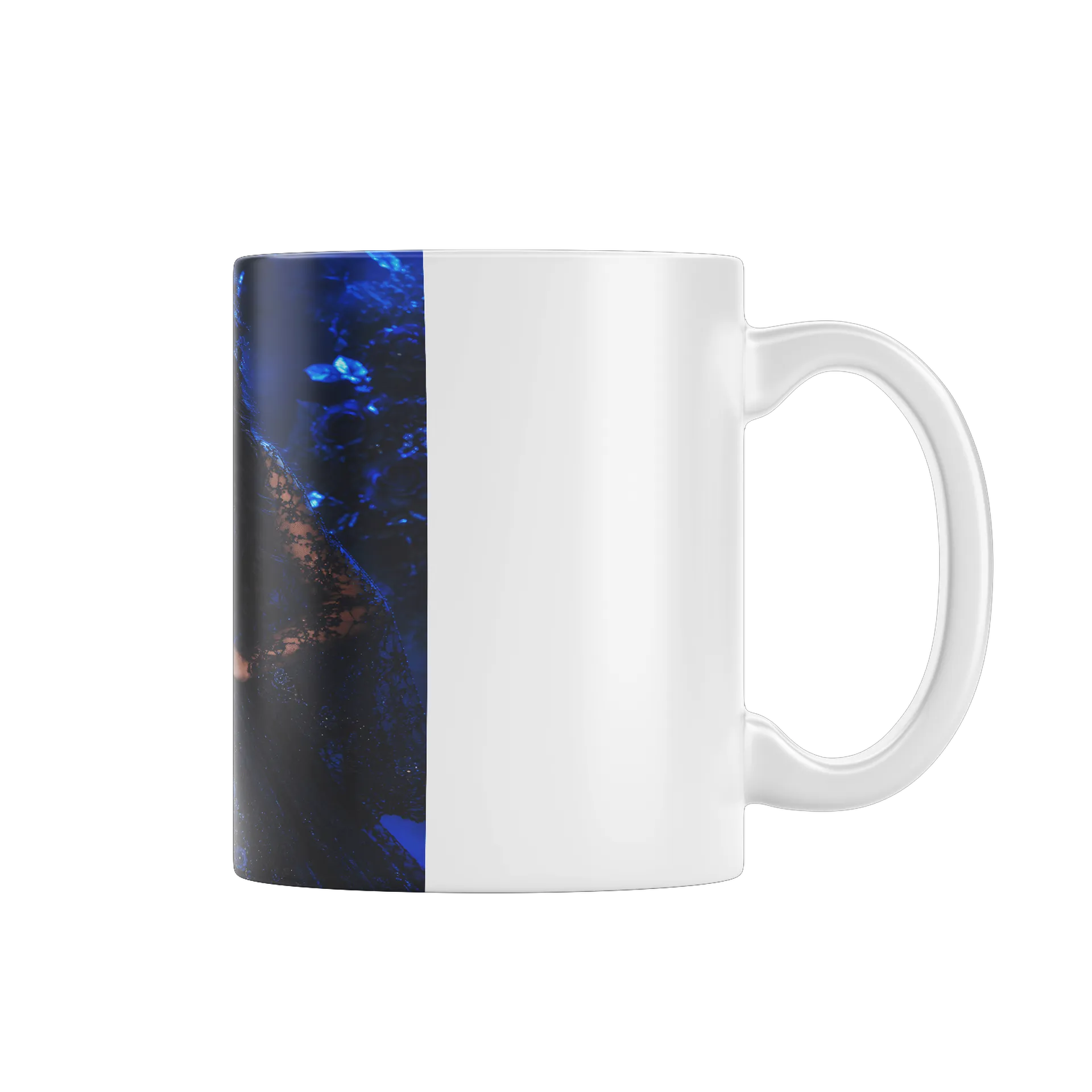 Caneca Mulher com Maquiagem de Caveira e Rosas Azuis 325ml - Imagem 1