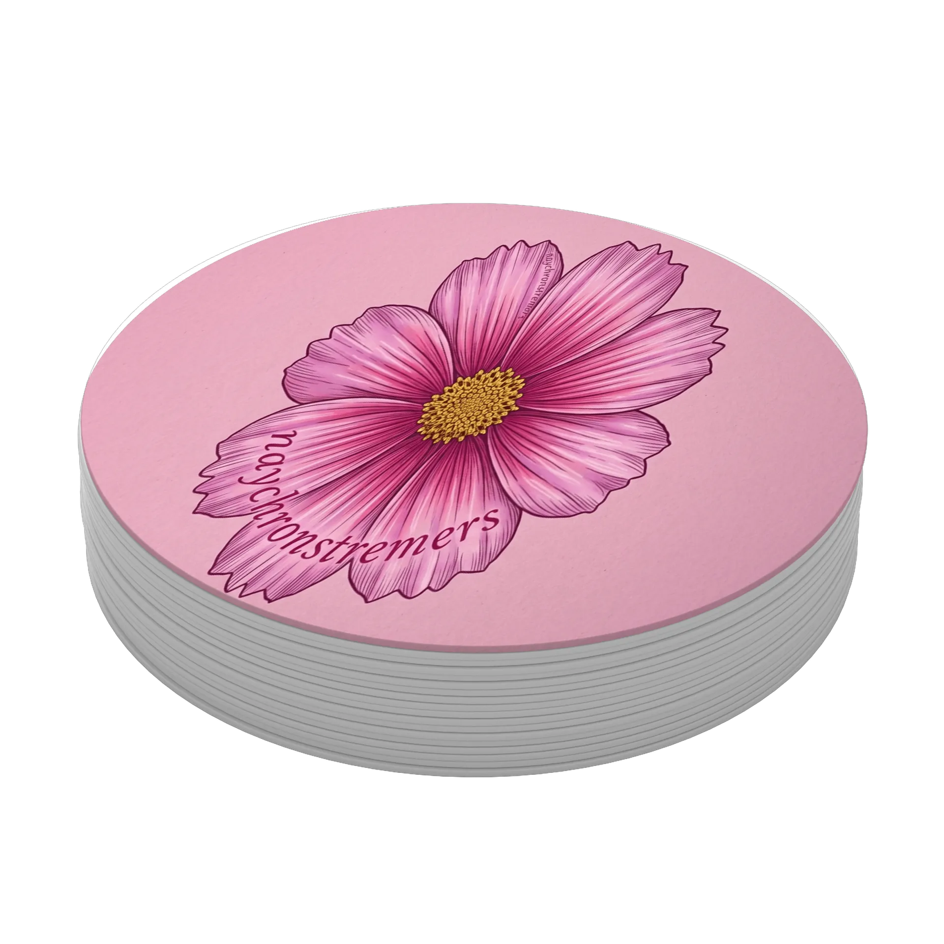 Porta-copo Flor Rosa Ilustração Botânica MDF - Imagem 3