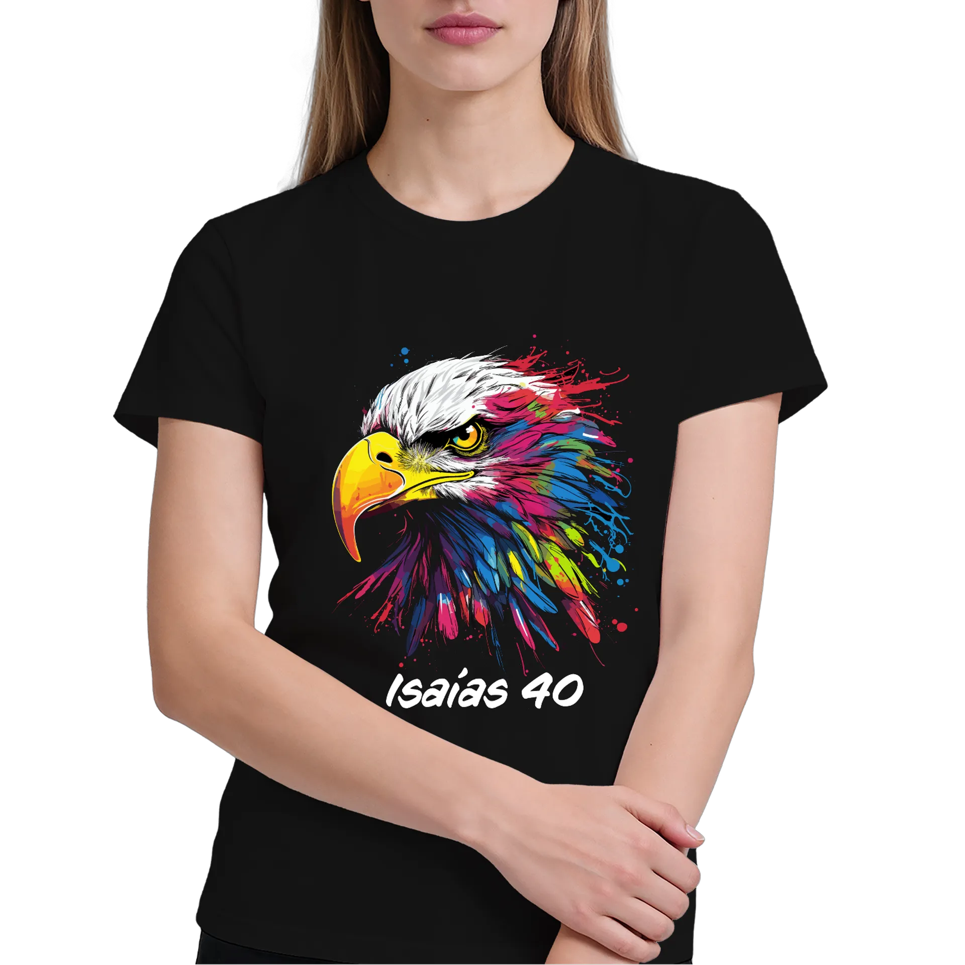 Camiseta Águia Colorida Isaias 40 100% Algodão - Imagem 4