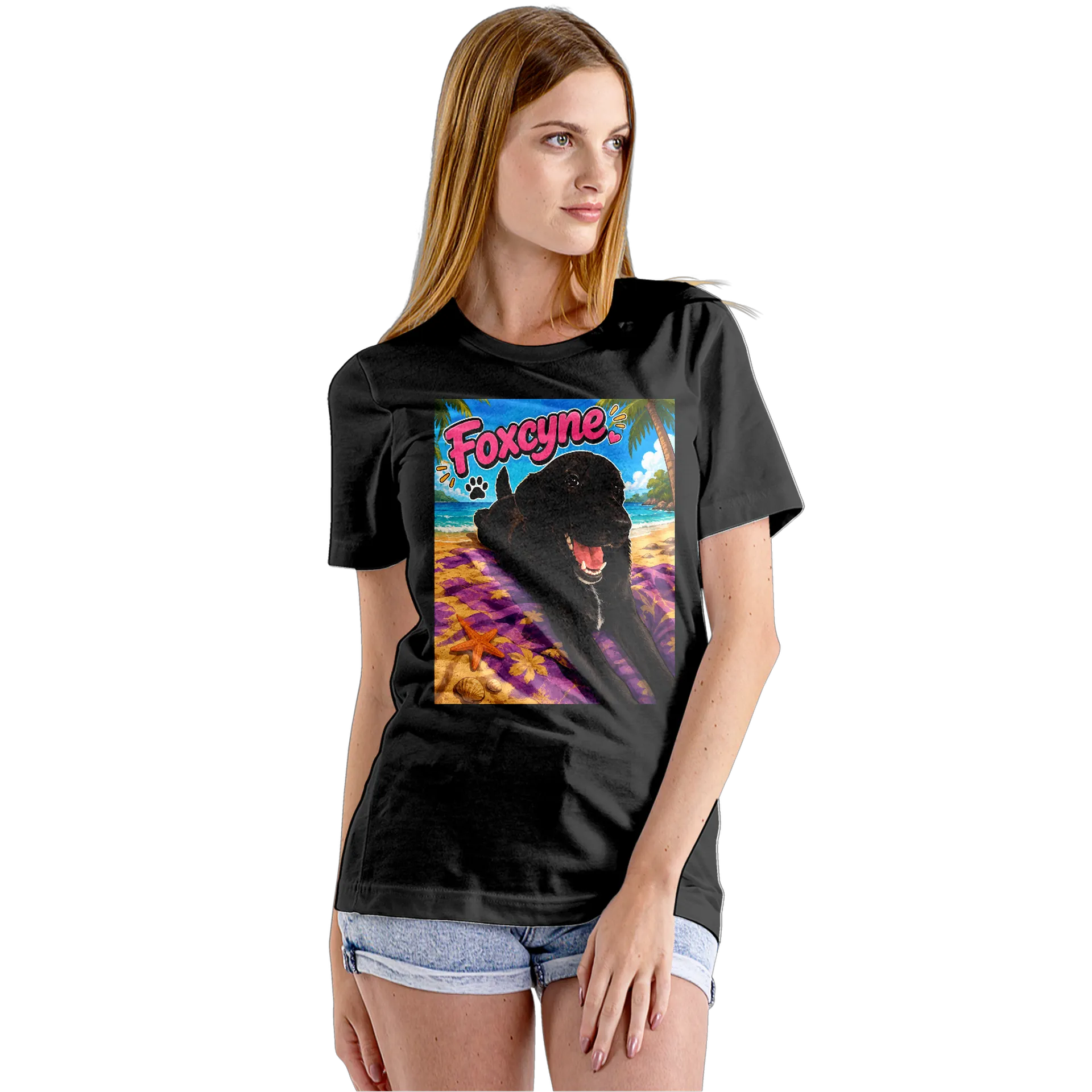 Camiseta Babylook Cachorro Praia 100% Algodão - Imagem 5