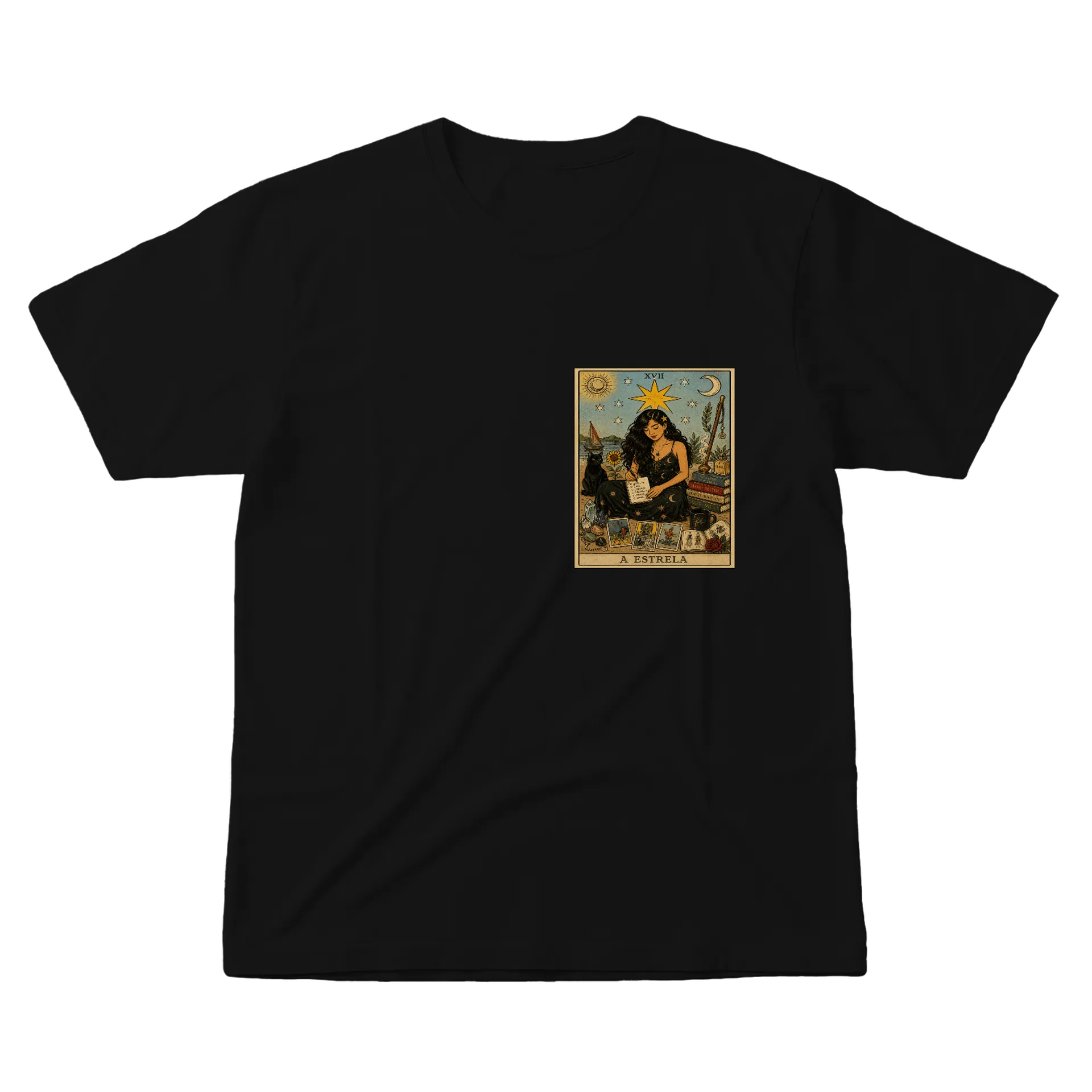 Camiseta Estampa Tarot Ímãs Letras Estelares 100% Algodão - Imagem 1