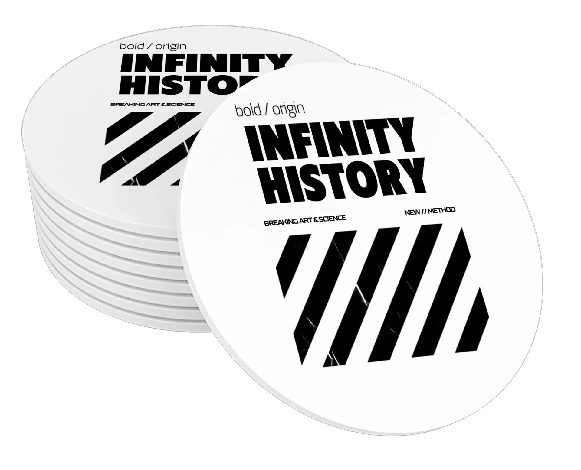 Porta-copo Tipográfico Infinity History Preto e Branco MDF - Imagem 1