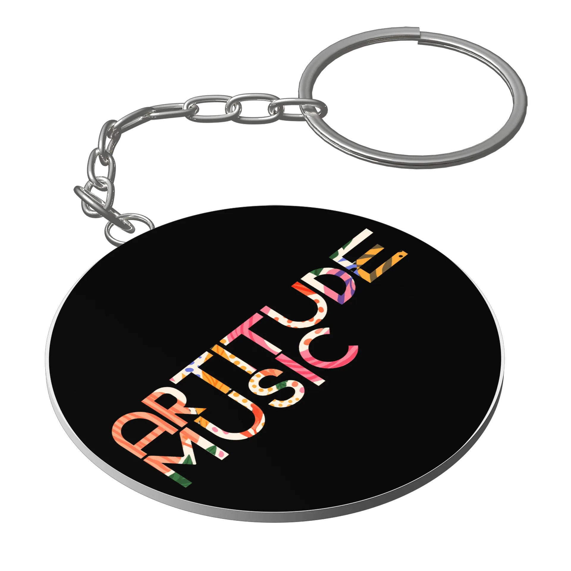 Chaveiro MDF Arte Tipográfica 'ARTITUDE MUSIC' Colorida - Imagem 1