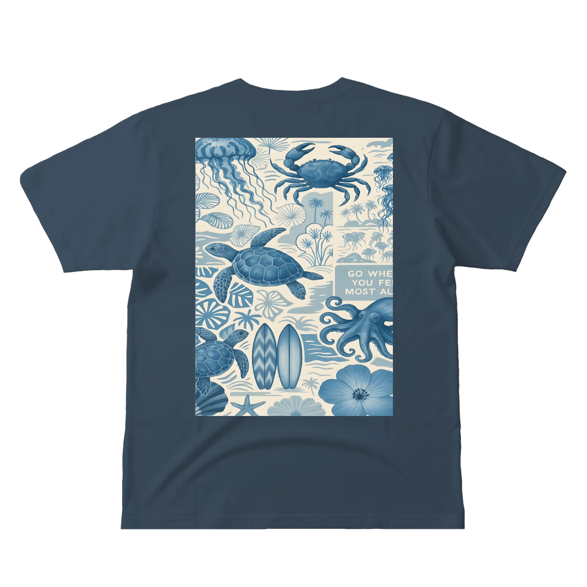 Camiseta Vida Marinha Azul 100% Algodão - Imagem 2