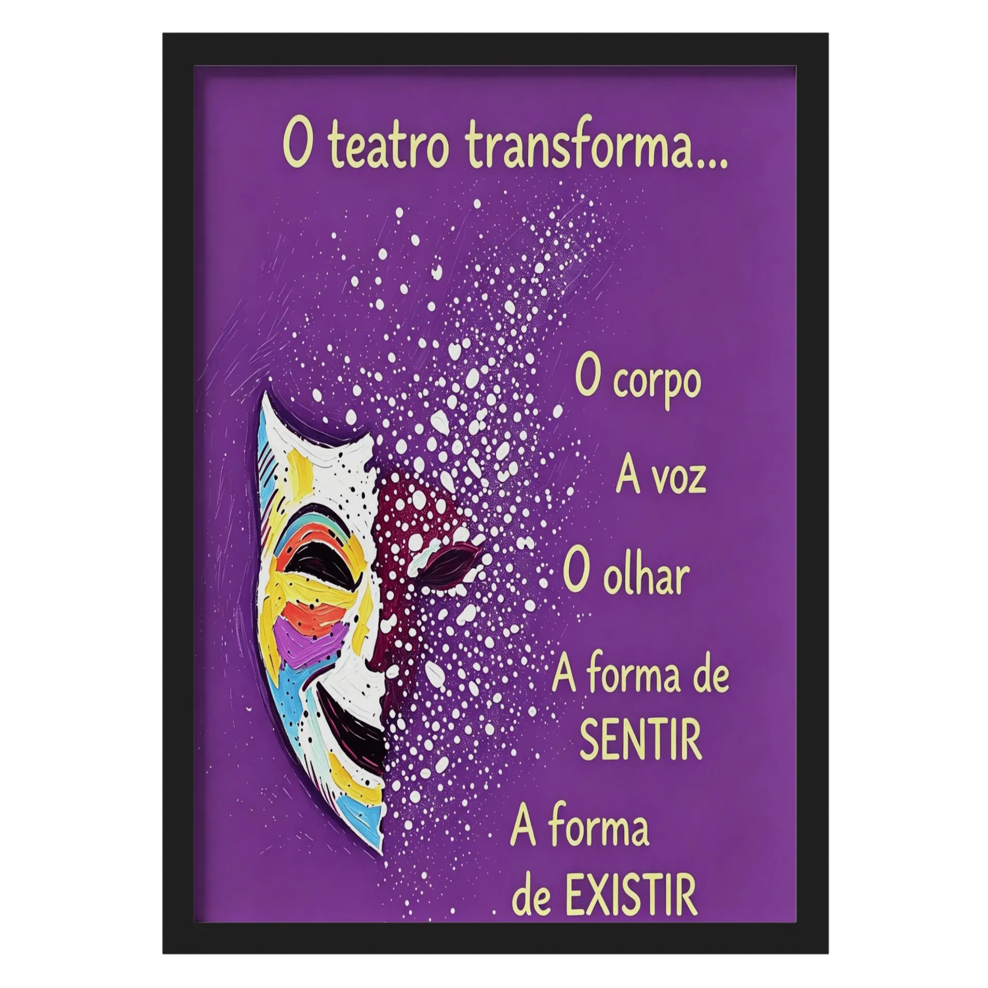 Quadro Máscara Colorida Artística A3 MDF e Vidro - Imagem 1