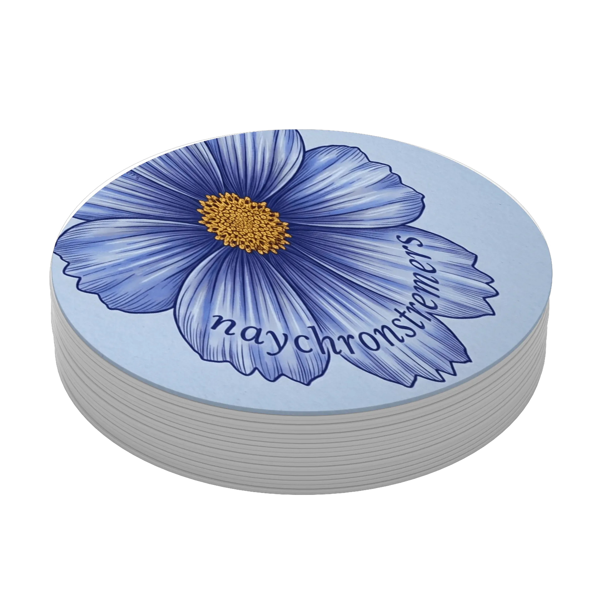 Porta-copo Flor Azul Tipográfica MDF - Imagem 3
