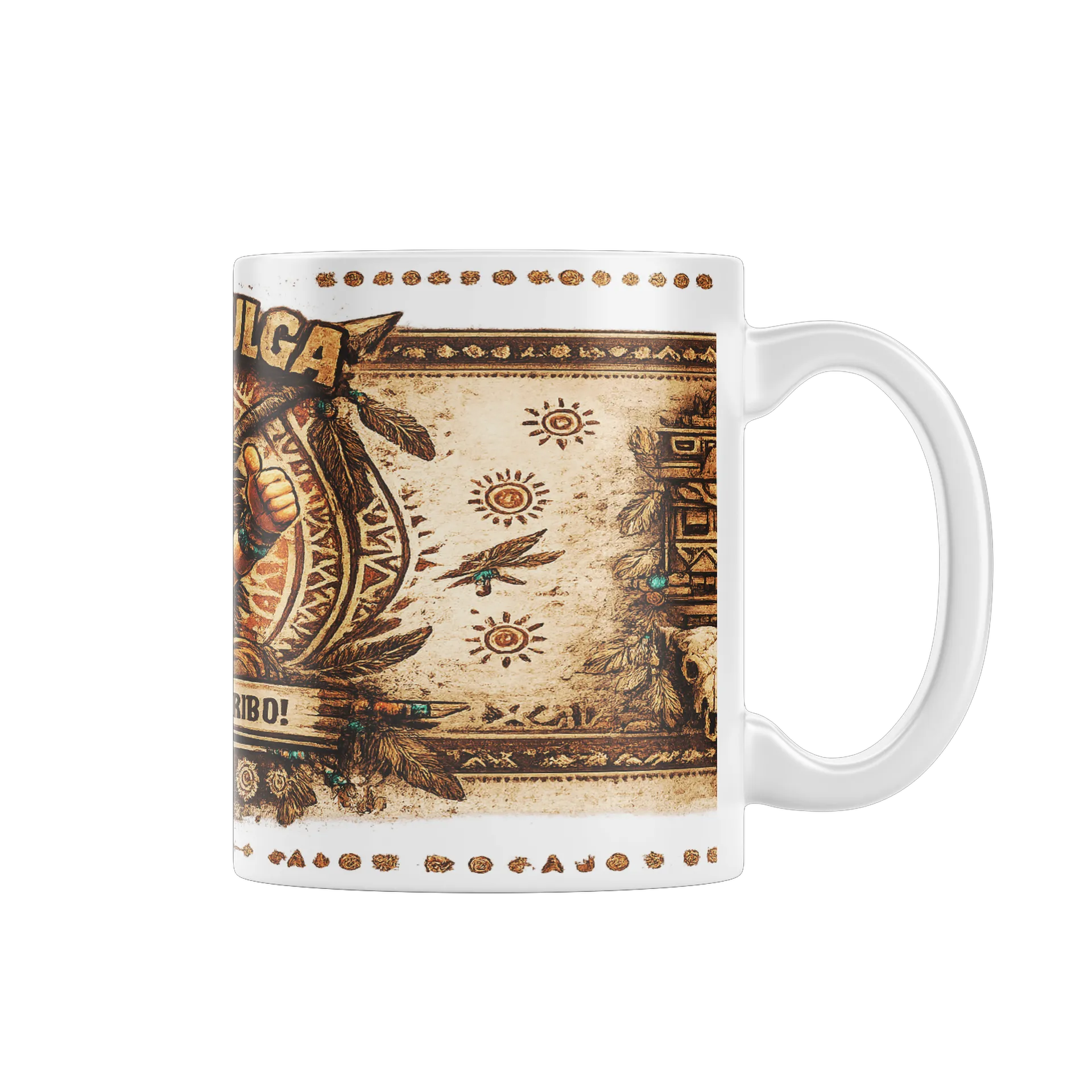 Caneca Porcelana Pulga Pulga A Alegria da Tribo 325ml - Imagem 1