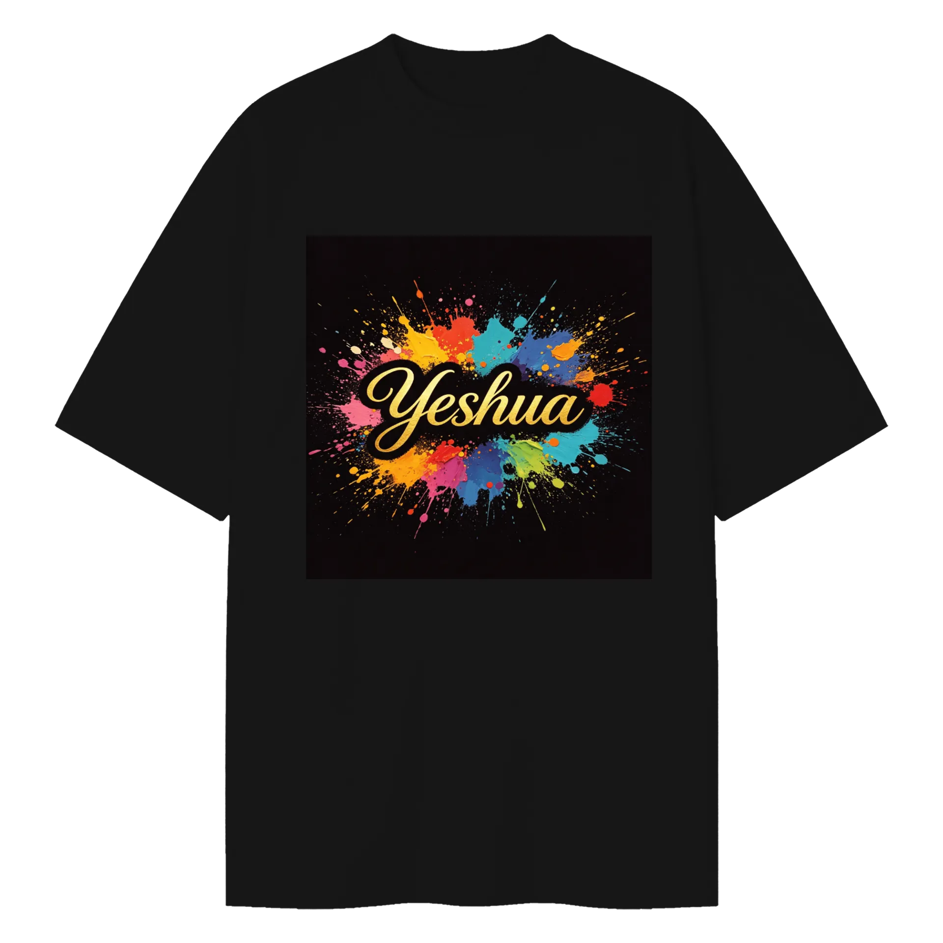 Camiseta Oversized YeshuA Multicolor Splash 100% Algodão - Imagem 1