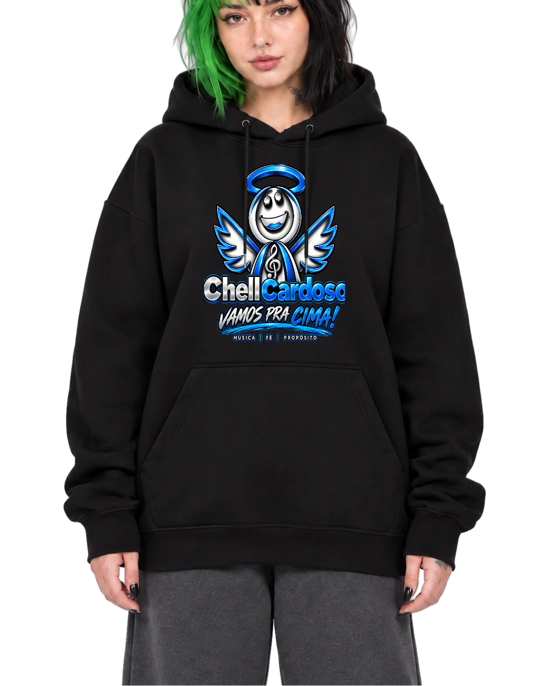 Blusa Moletom Angelical Blue Letra ChellCardboso de Chell Cardoso — imagem 1 de 6
