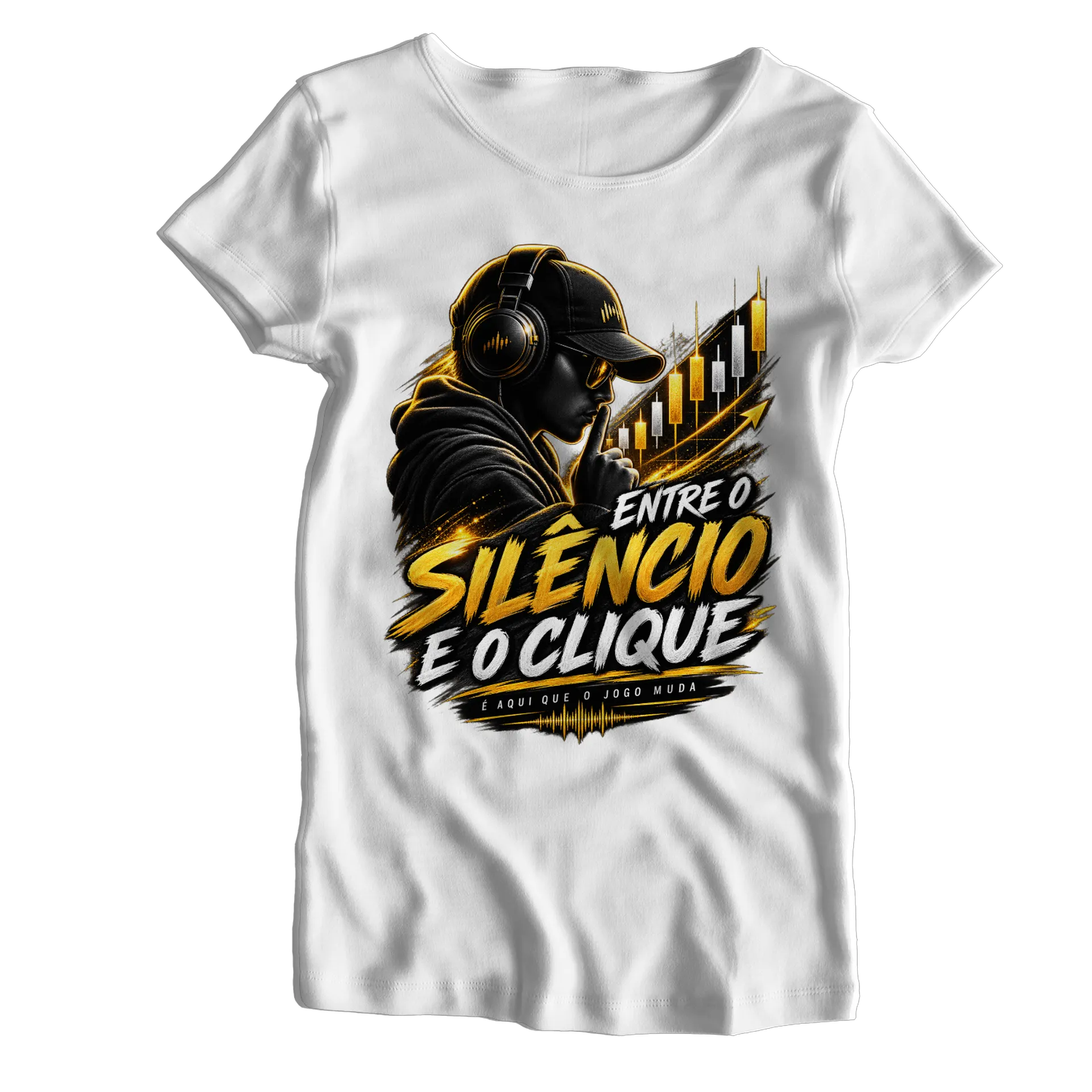 Camiseta Babylook Entre o Silêncio e o Clique 100% Algodão - Imagem 1