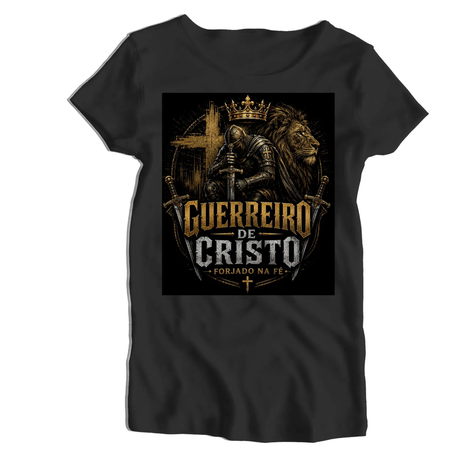 Camiseta Babylook Guerreiro de Cristo 100% Algodão de HUGO GOES 
