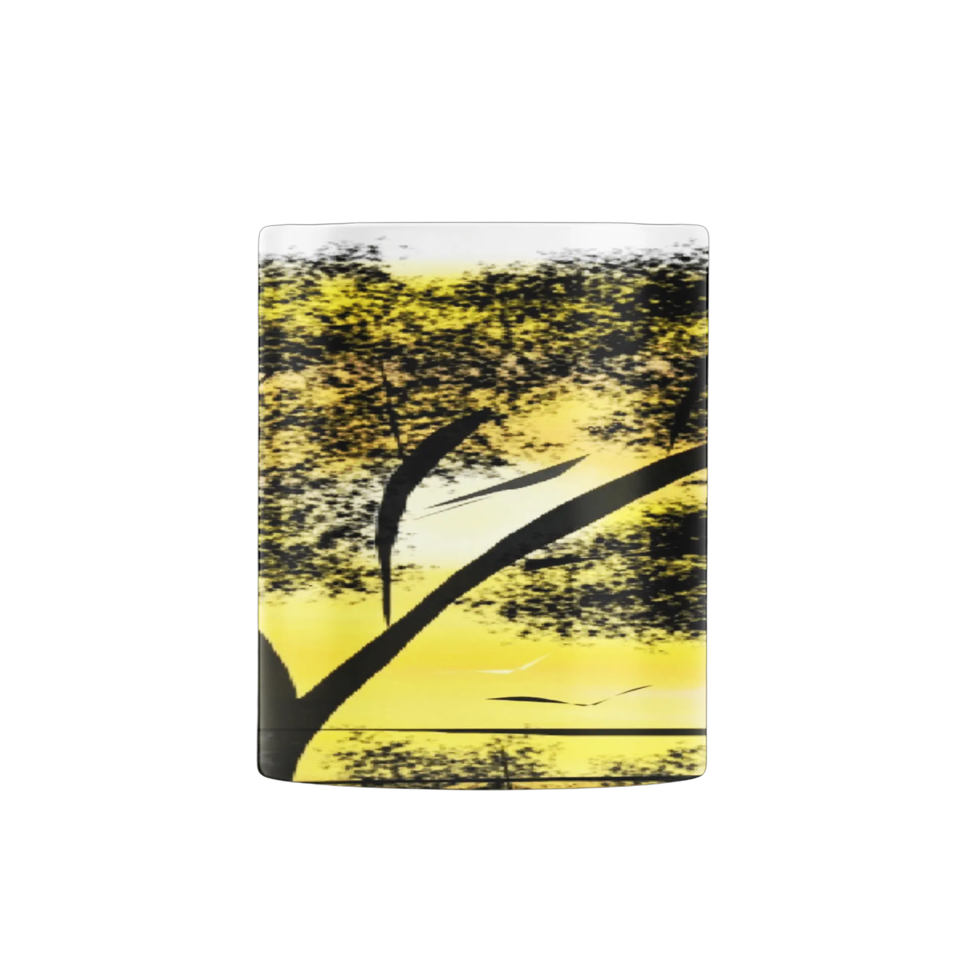 Caneca Árvore em Silhueta e Paisagem Amarela 325ml - Imagem 1