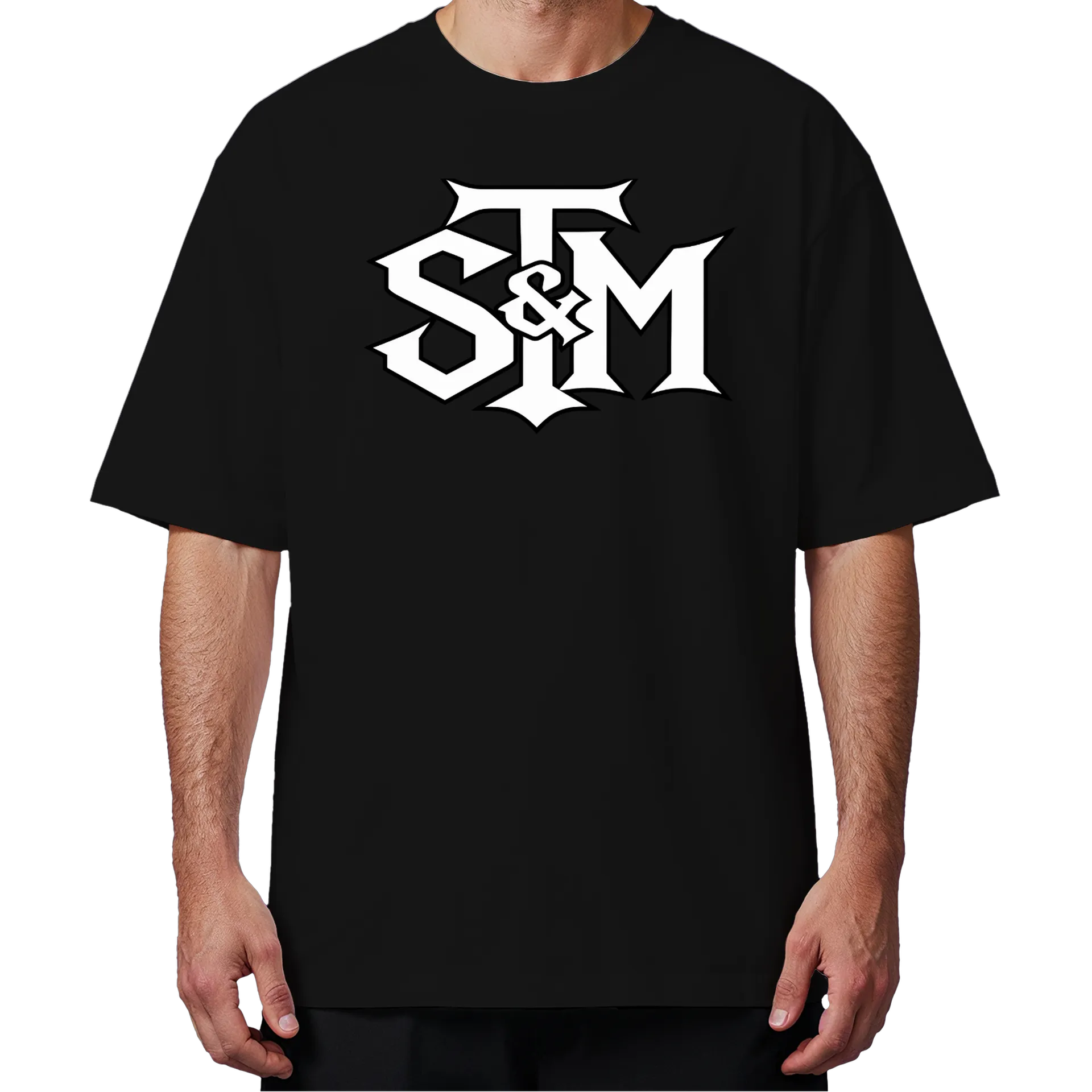 Camiseta Oversized Logotipo Tipográfico SM Branco e Preto - Imagem 4