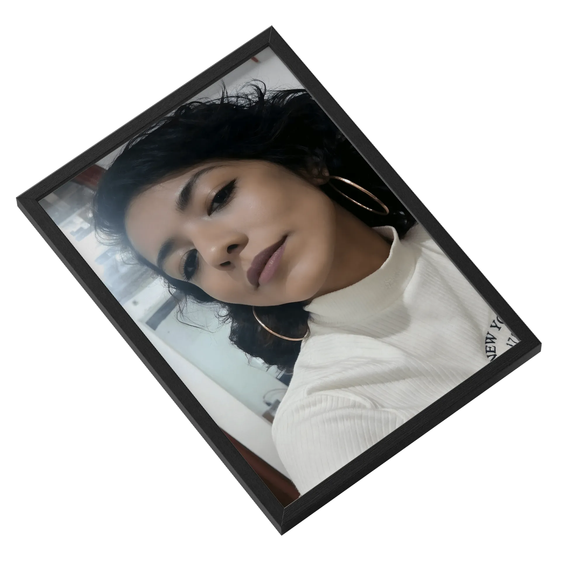 Quadro Ilustração Retrô Rosto Feminino A3 MDF e Vidro - Imagem 2