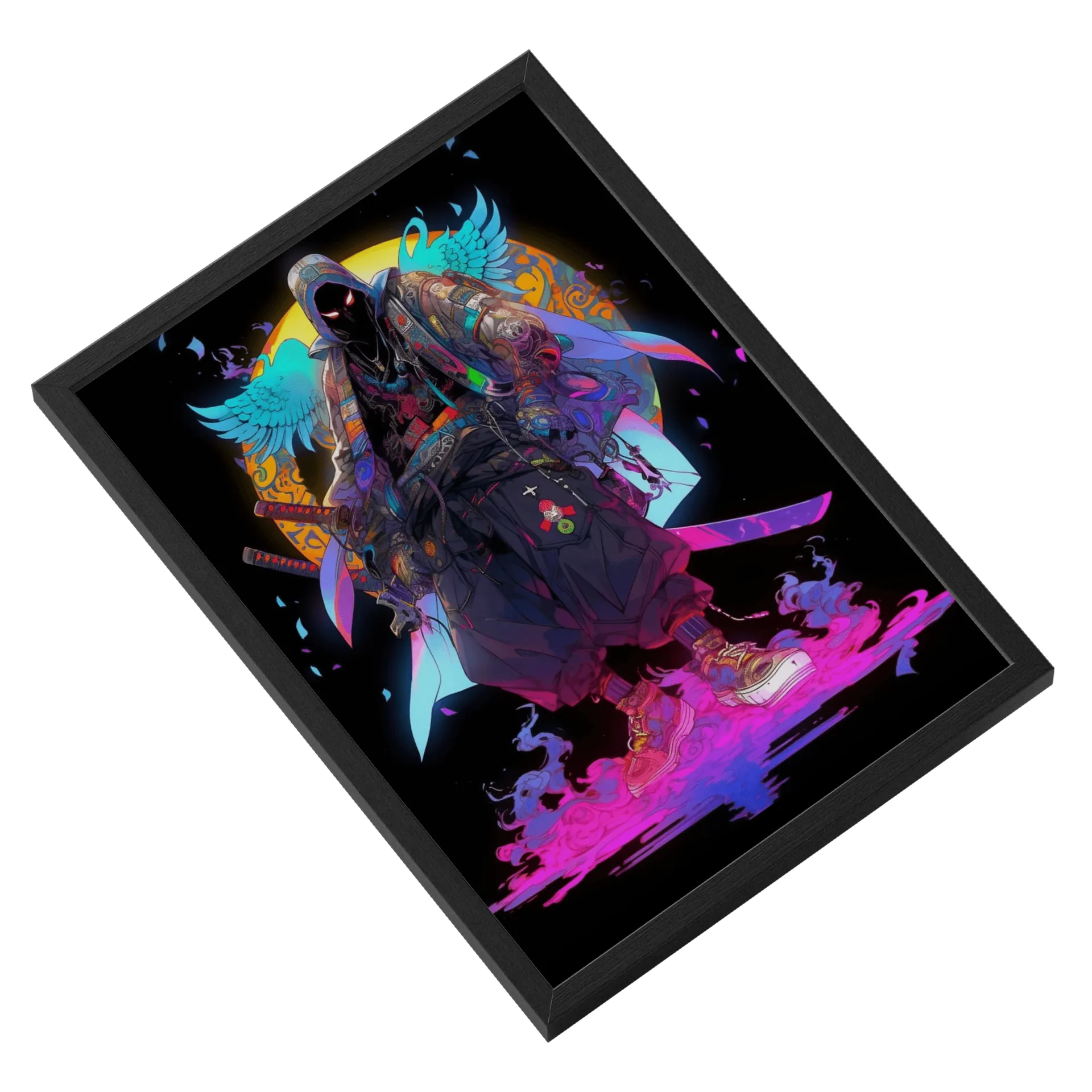 Quadro Estilo Samurai Colorido A3 MDF e Vidro - Imagem 2