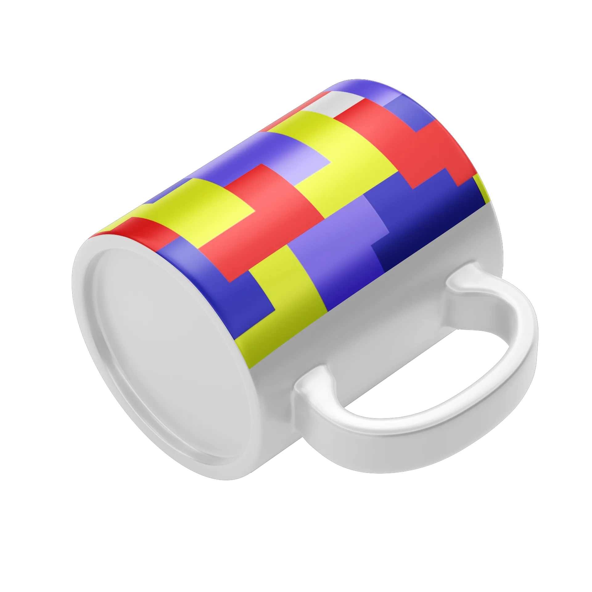 Caneca Porcelana Abstrata Cores Red, Amarelo e Azul 325ml - Imagem 4