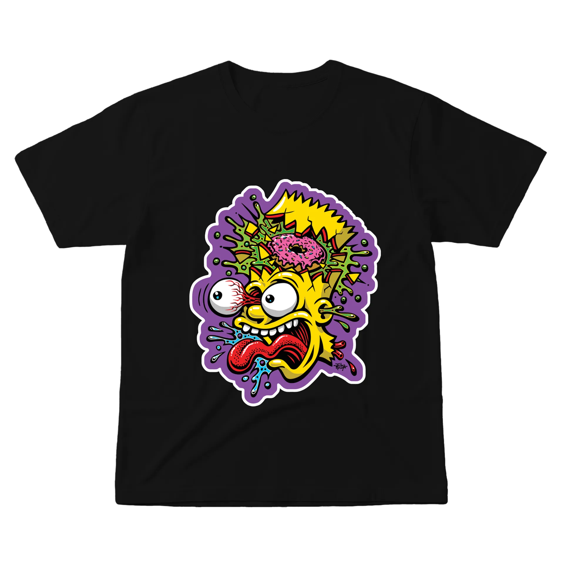 Camiseta Estampa Cabeça Explosiva Com Donut 100% Algodão - Imagem 1