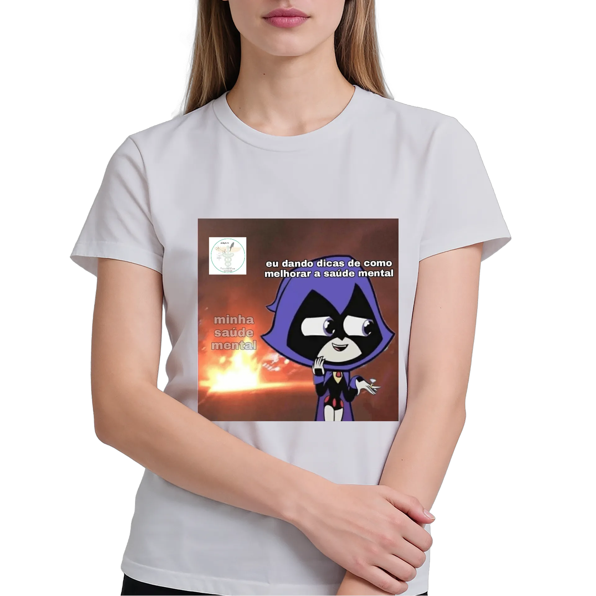 Camiseta Estampa Raven Dicas Saúde Mental 100% Algodão - Imagem 4