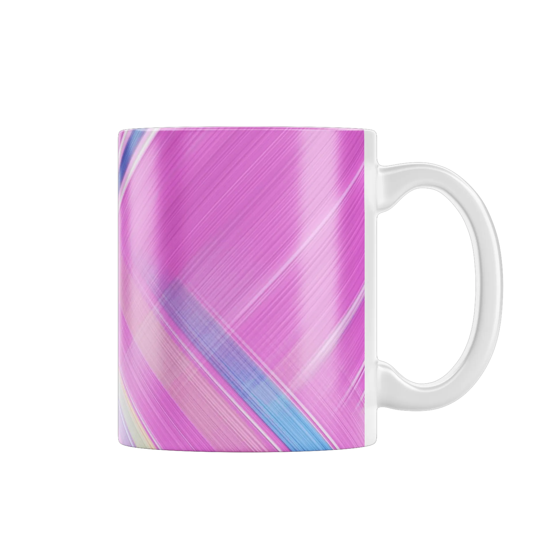 Caneca Porcelana Estampa Colorida Listras Rosa 325ml - Imagem 1