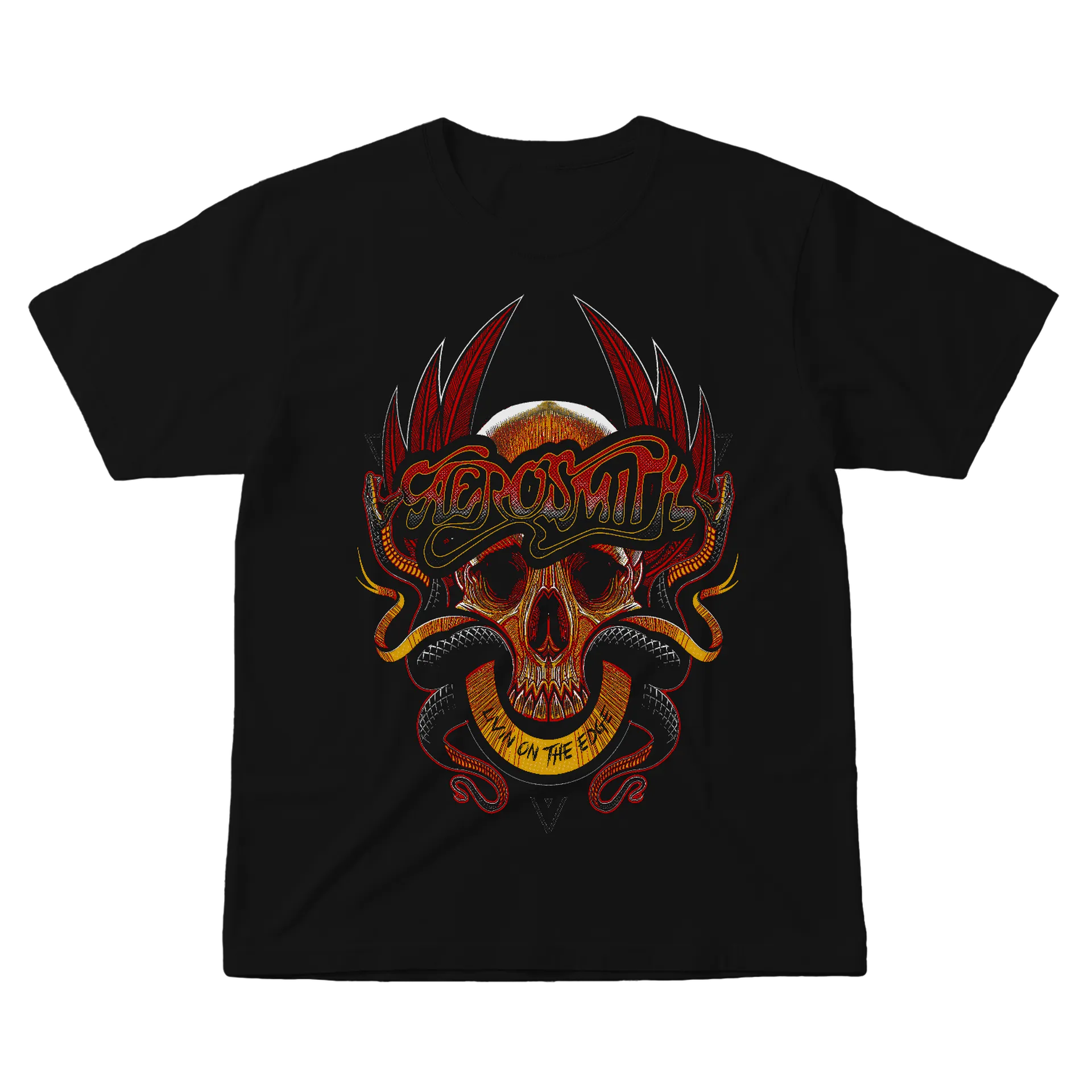 Camiseta Caveira Serpente 100% Algodão Preto - Imagem 1
