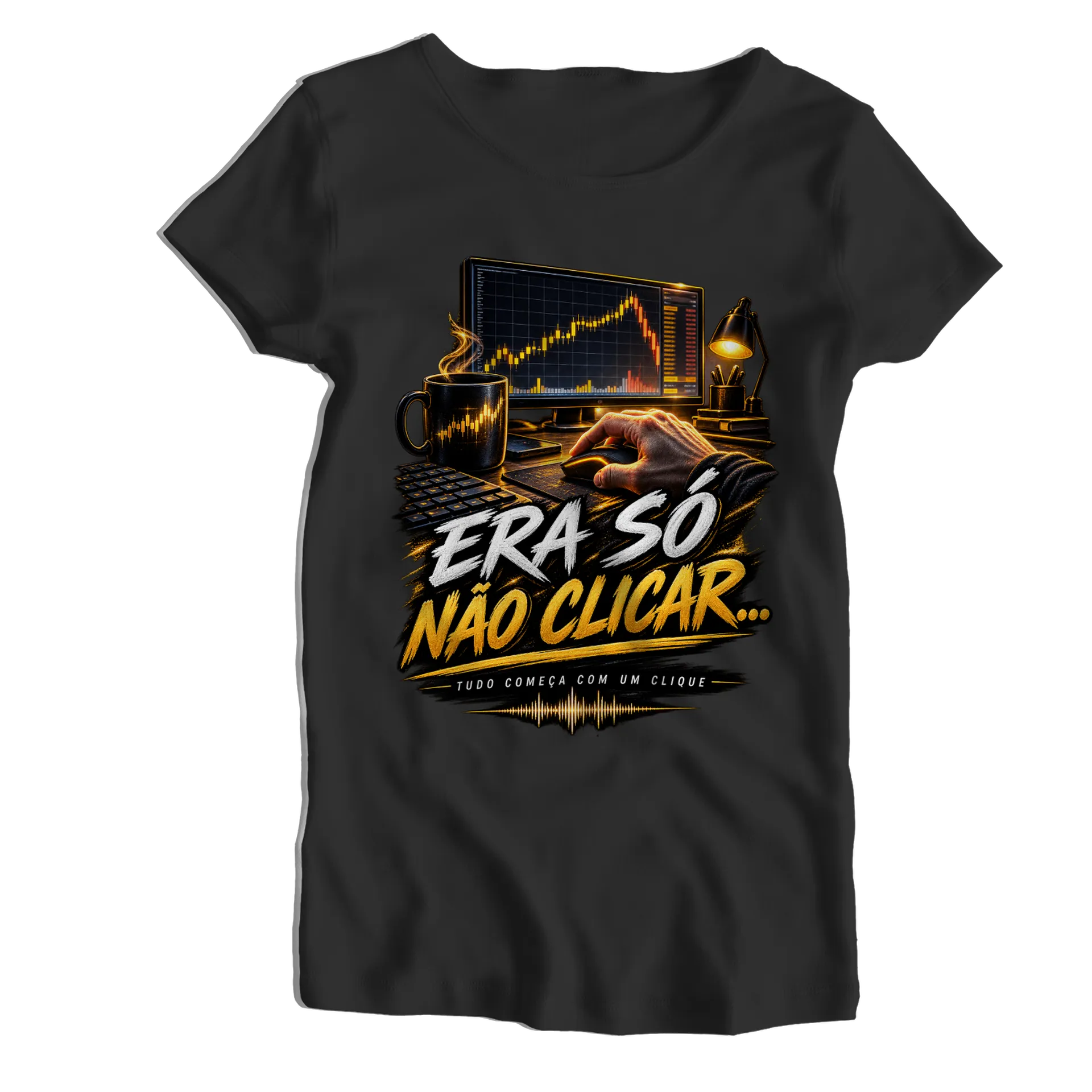 Camiseta Babylook Era Só Não Clicar 100% Algodão de UM DJ NA BOLSA — imagem 1 de 5