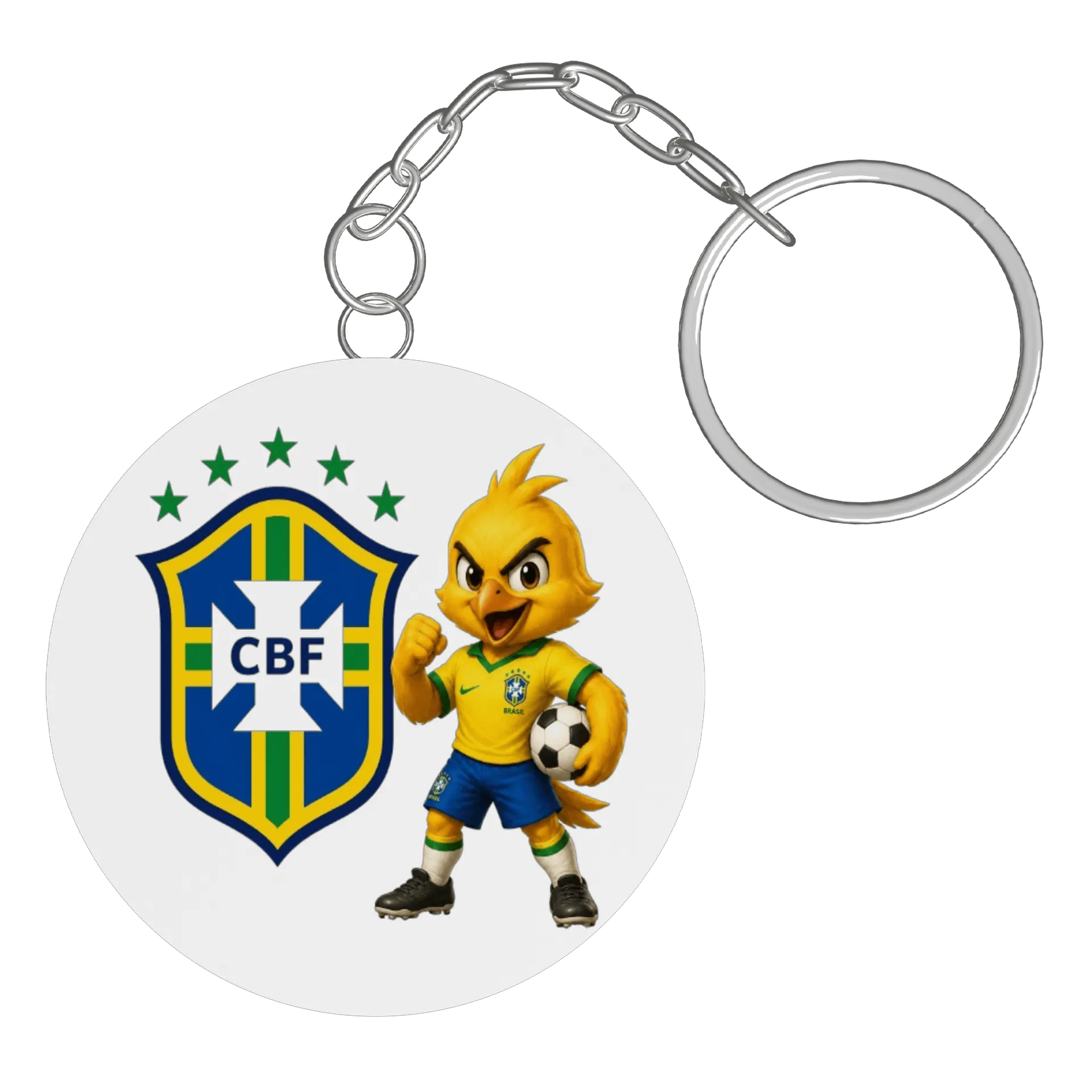 Chaveiro MDF Mascote Futebol Brasil 5x5cm - Imagem 3