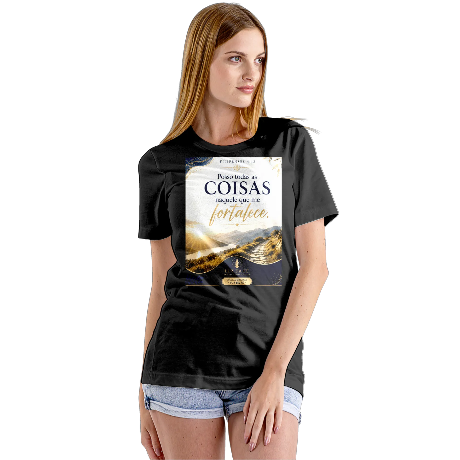Camiseta Babylook Paisagem Luar Luz da Fé 100% Algodão de ELIFerreira — imagem 5 de 5