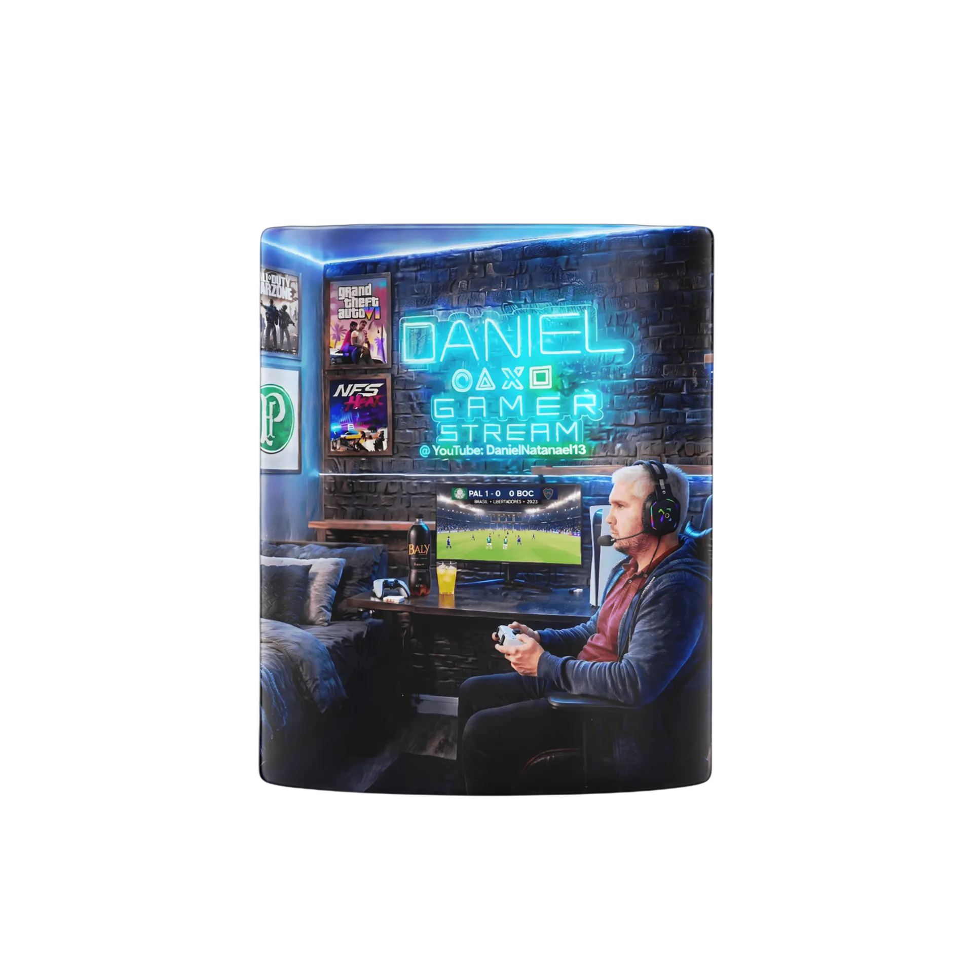 Caneca Daniel Gamer Streamer Quarto Neon 325ml - Imagem 2