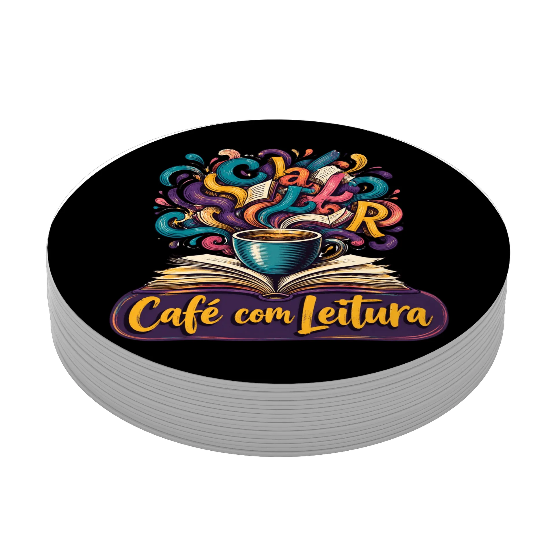 Porta-copos personalizado Café com Leitura de Henrique Freitas — imagem 3 de 3
