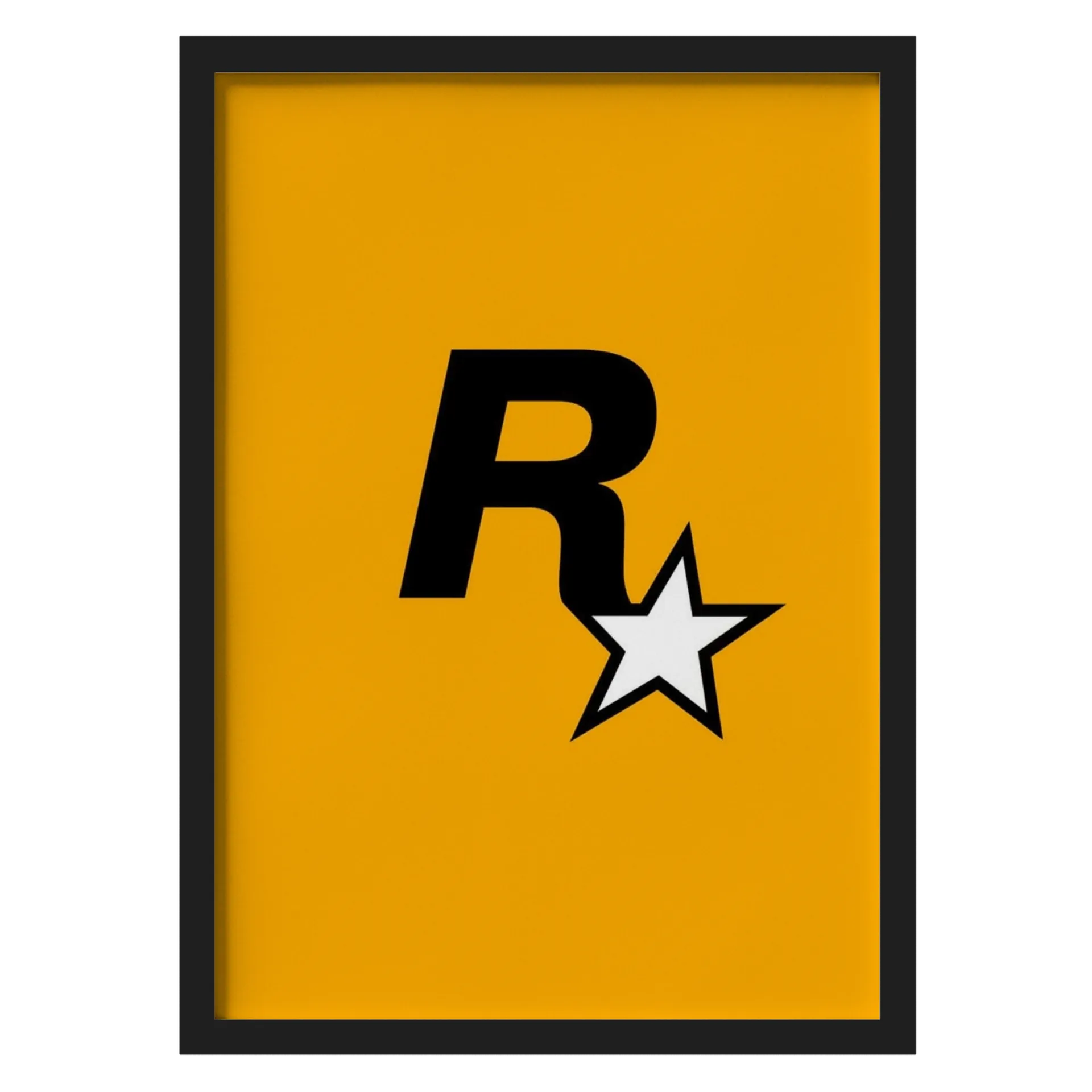 Quadro Tipográfico Letra R Estrela Fundo Laranja A3 Com - Imagem 1