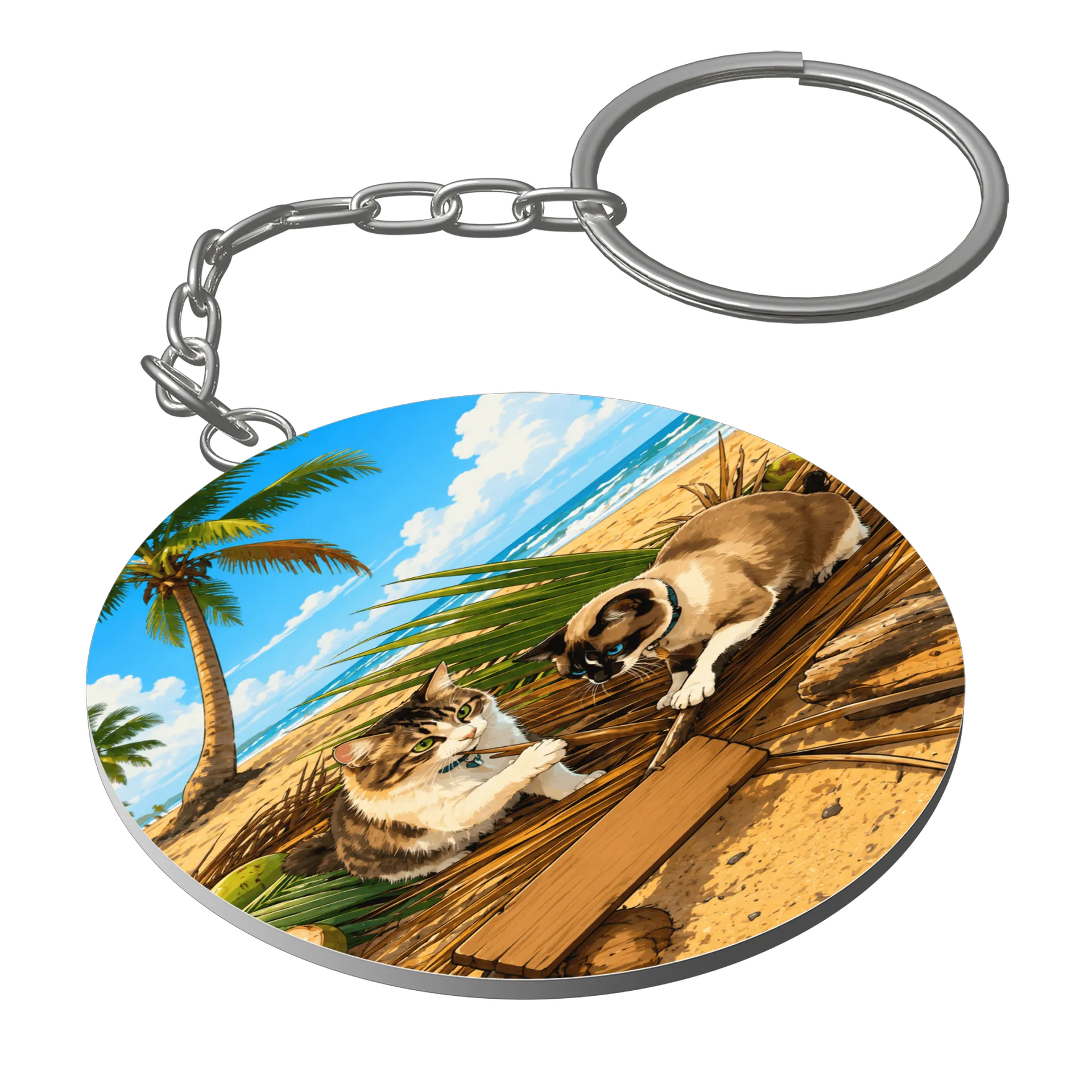 Chaveiro gatos na praia mdf - Imagem 1