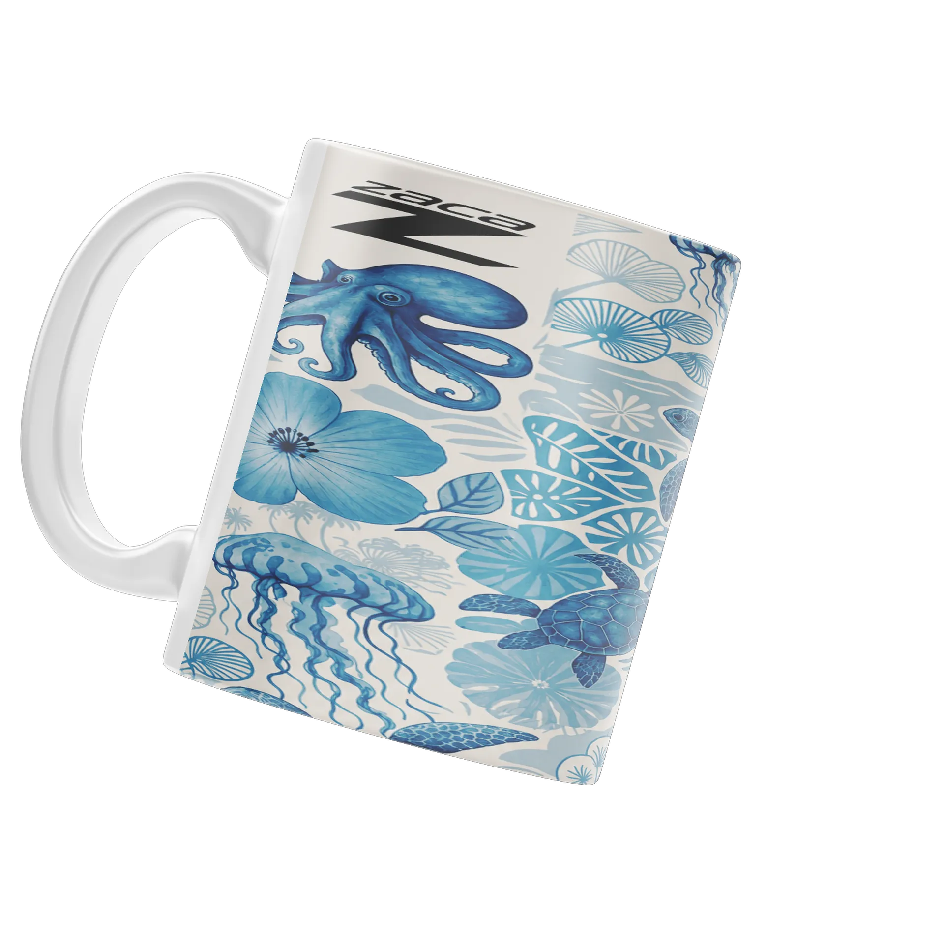 Caneca Porcelana Vida Marinha Azul 325mlda zaca de Isabella