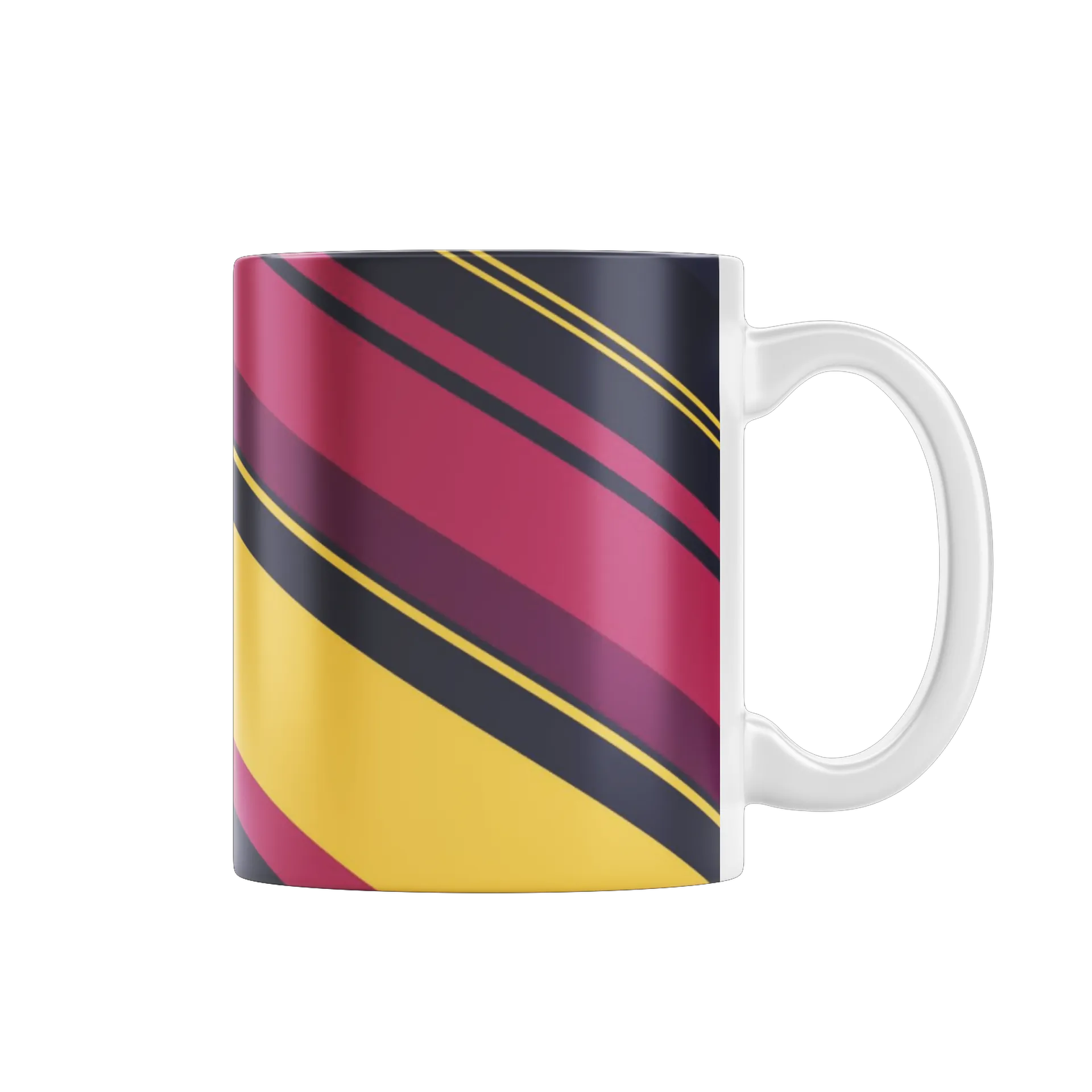 Caneca Porcelana Listras Amarelas Vermelhas 325ml - Imagem 1