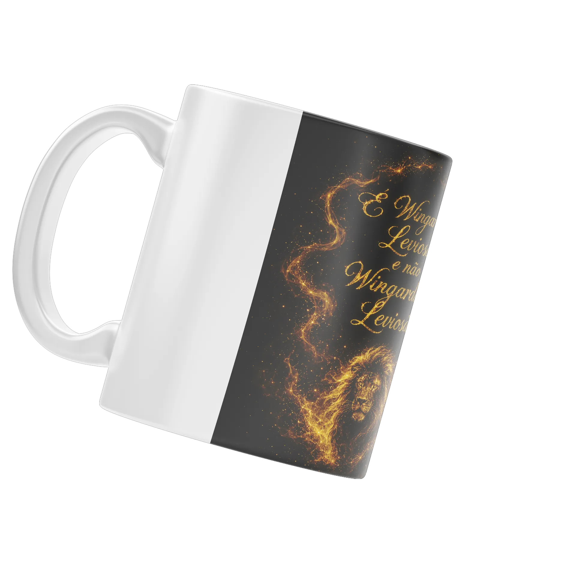 Caneca Porcelana Letras douradas Leão Majestoso 325ml - Imagem 4
