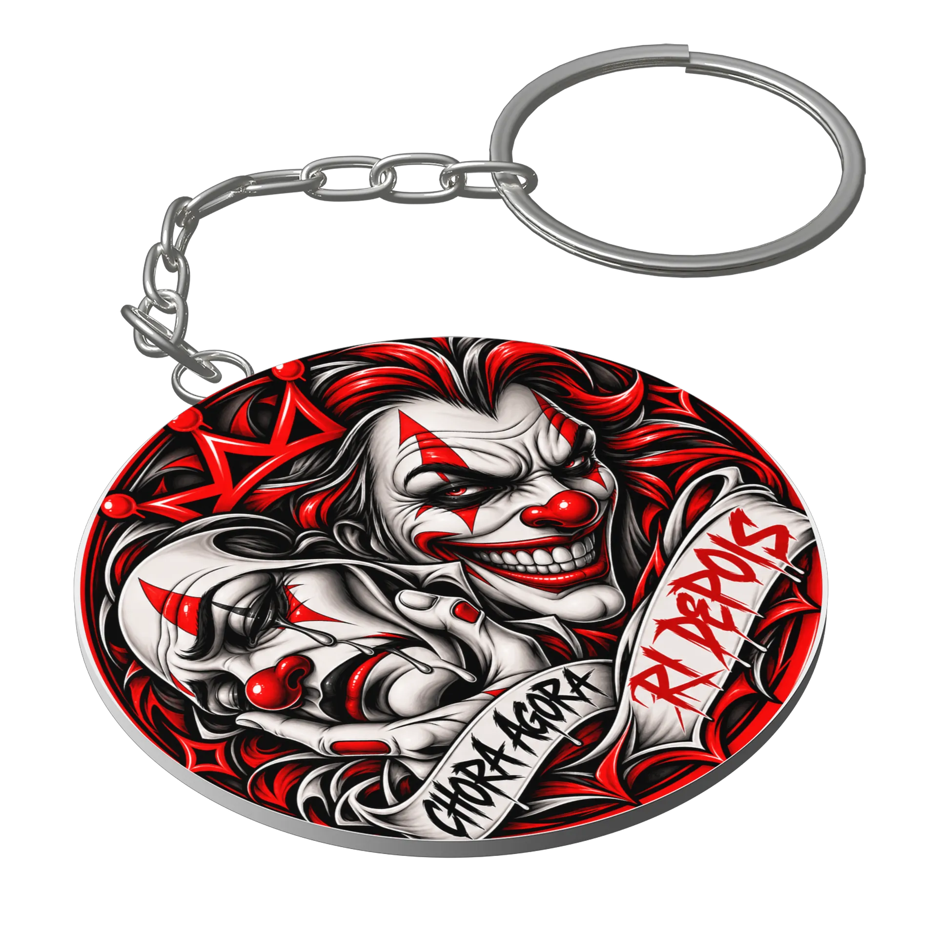 Chaveiro MDF Palhaços Coroa Estilo Cartoon Vermelho e Preto de WëX — imagem 1 de 3