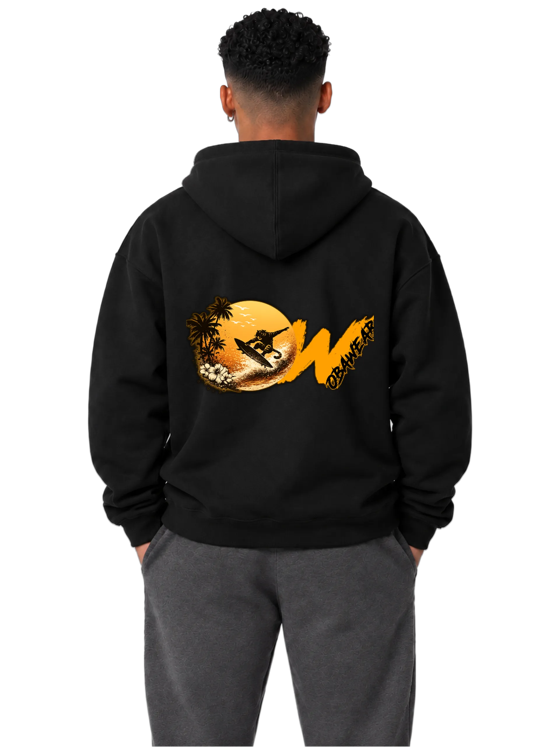 Blusa Moletom Estampa Surf Sunset com Canguru Preto - Imagem 4