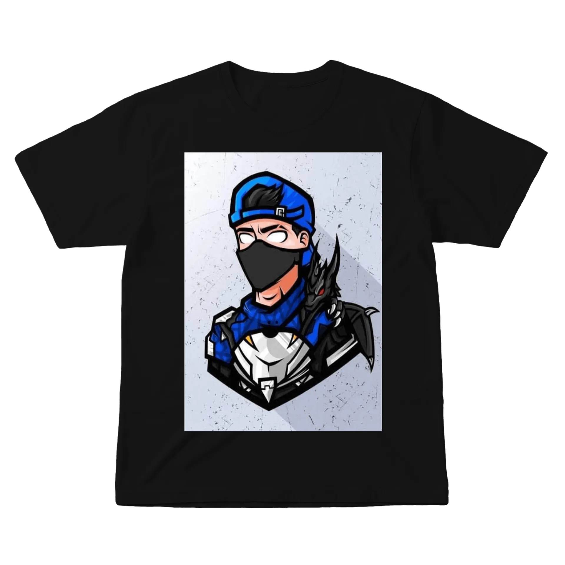 Camiseta Personagem Dragão Preto e Azul 100% Algodão de lipinhoogamer