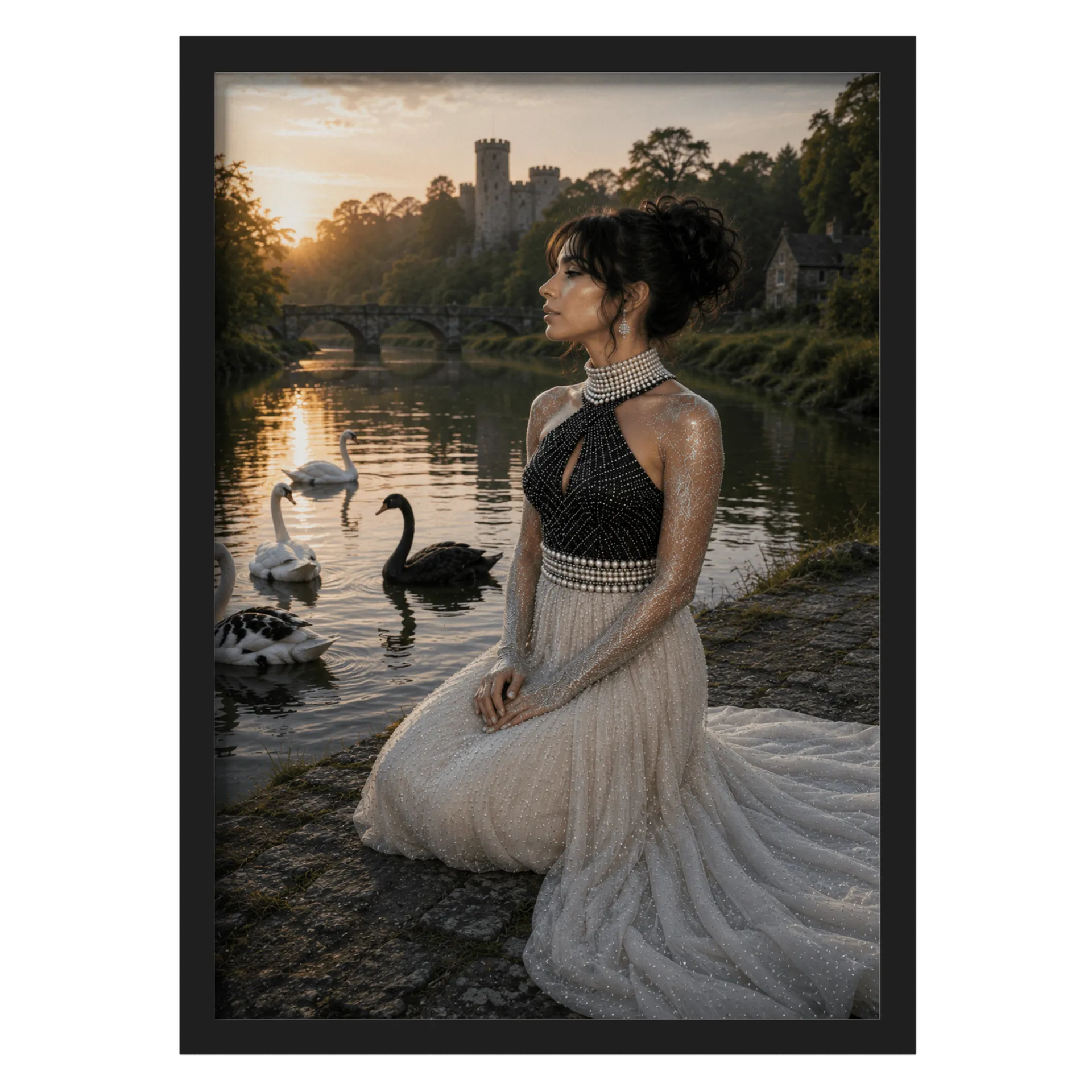 Quadro Retrô Princesa Noiva Luxo A3 MDF e Vidro - Imagem 1