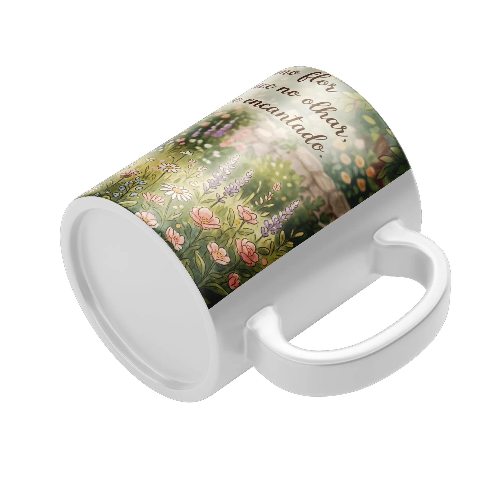 Caneca Menina no Jardim com Frase 325ml - Imagem 4