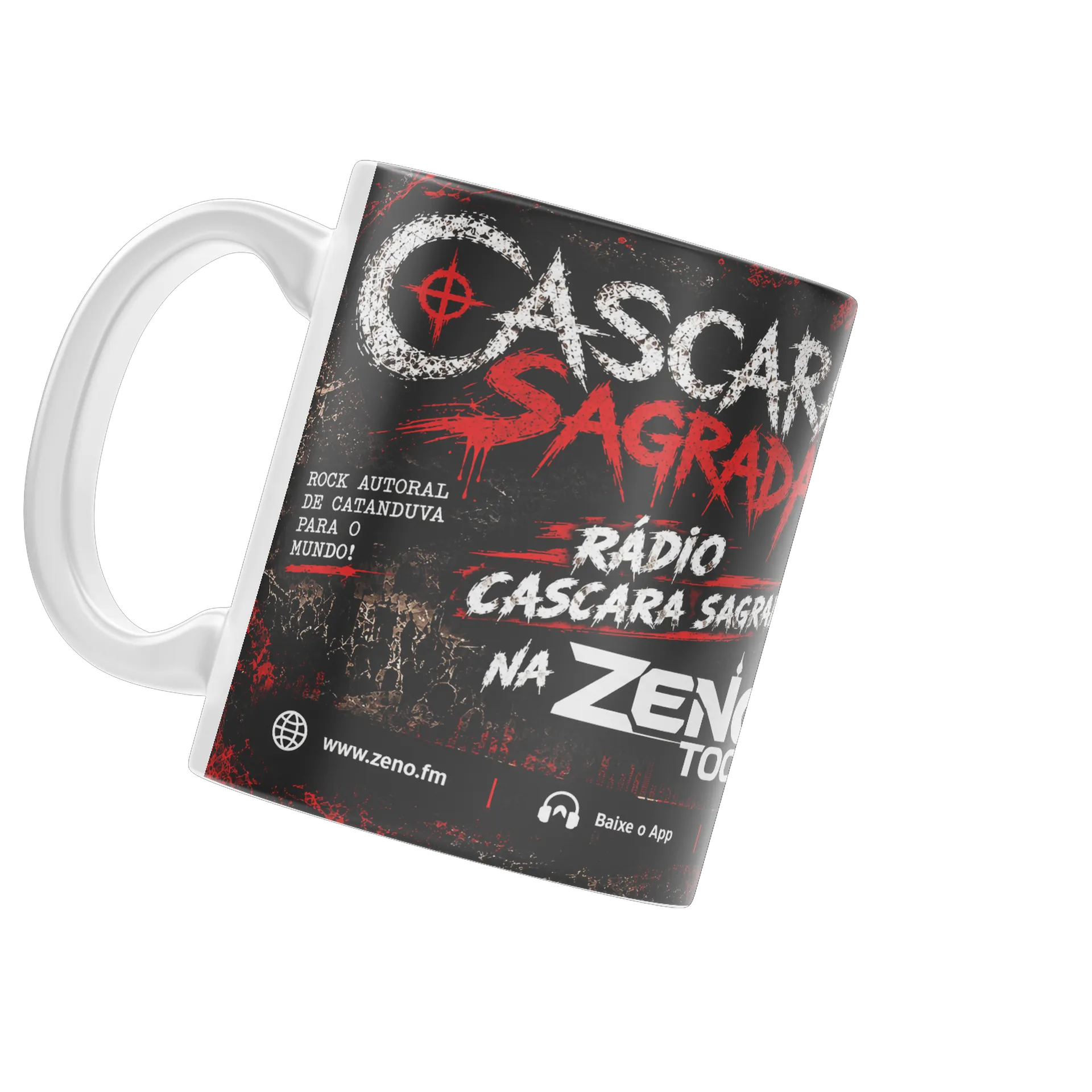 Caneca Rádio Cascara Sagrada Estilo Grunge Preto Vermelho - Imagem 3