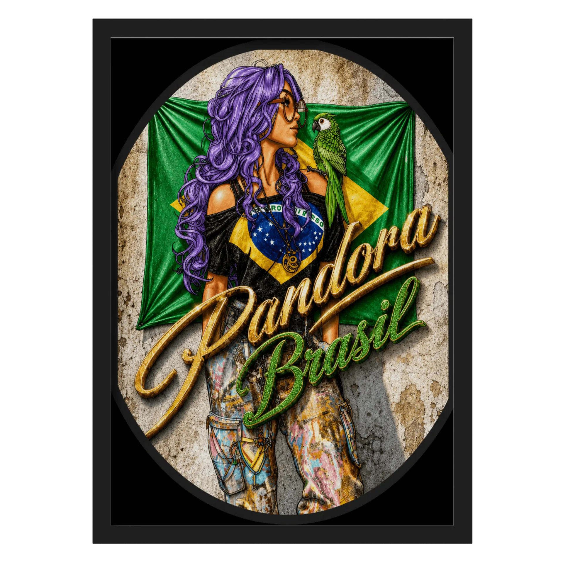 Quadro Personagem Pandora Brasil A3 MDF e Vidro - Imagem 1