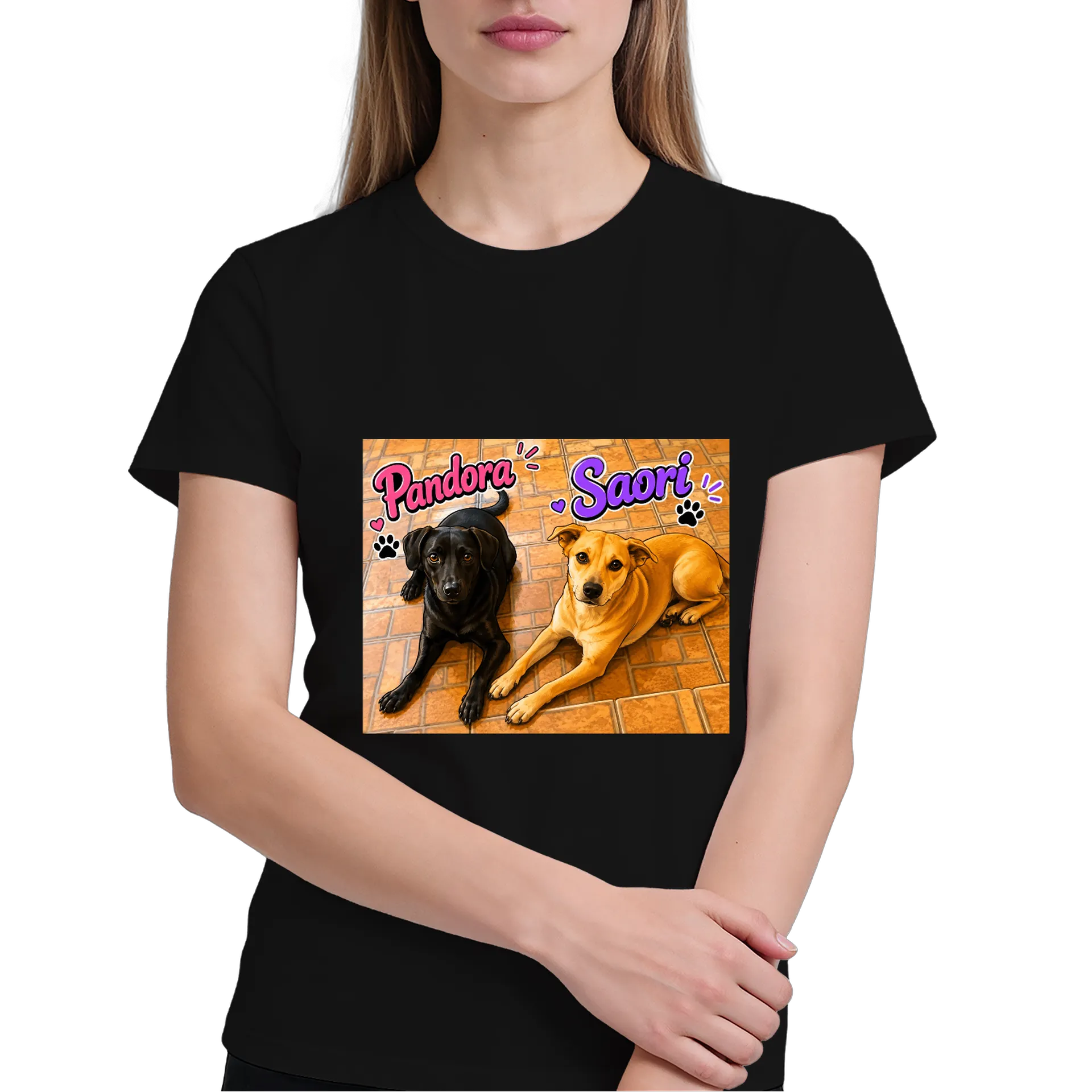 Camiseta Estampa Cães Pandora e Saori 100% Algodão - Imagem 4