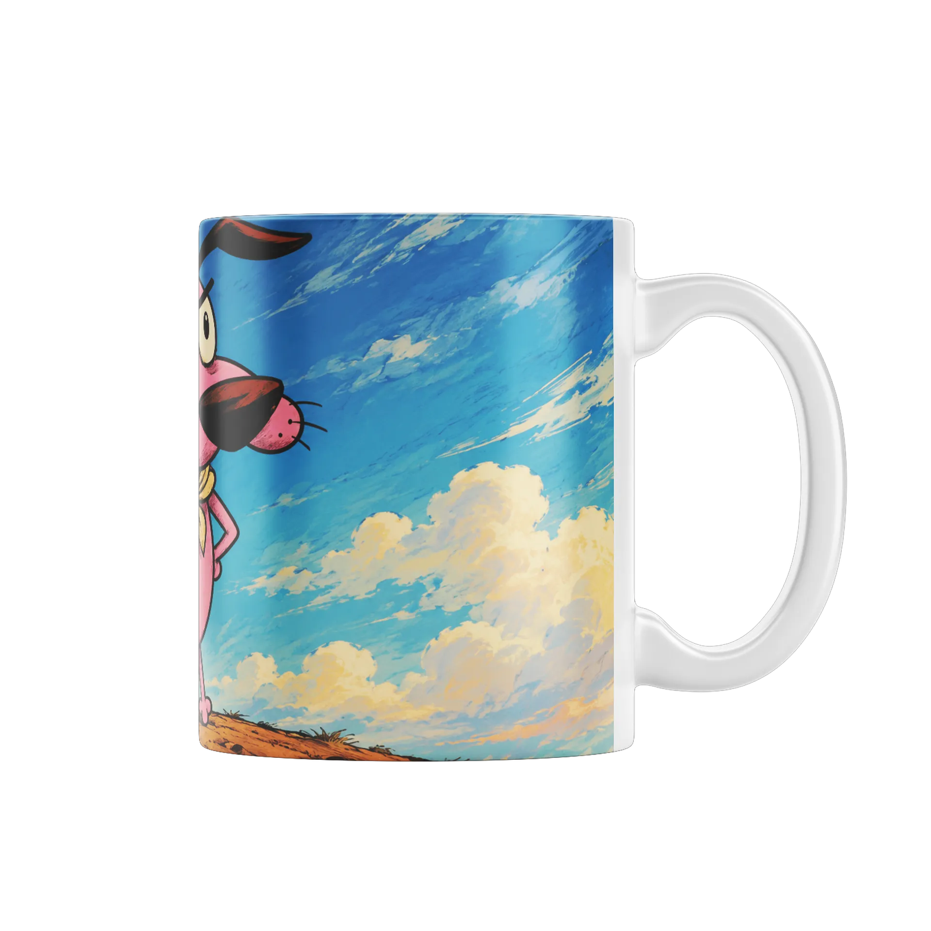 Caneca Cão Rosa Super-Herói Cartoon 325ml de Cerâmica - Imagem 1